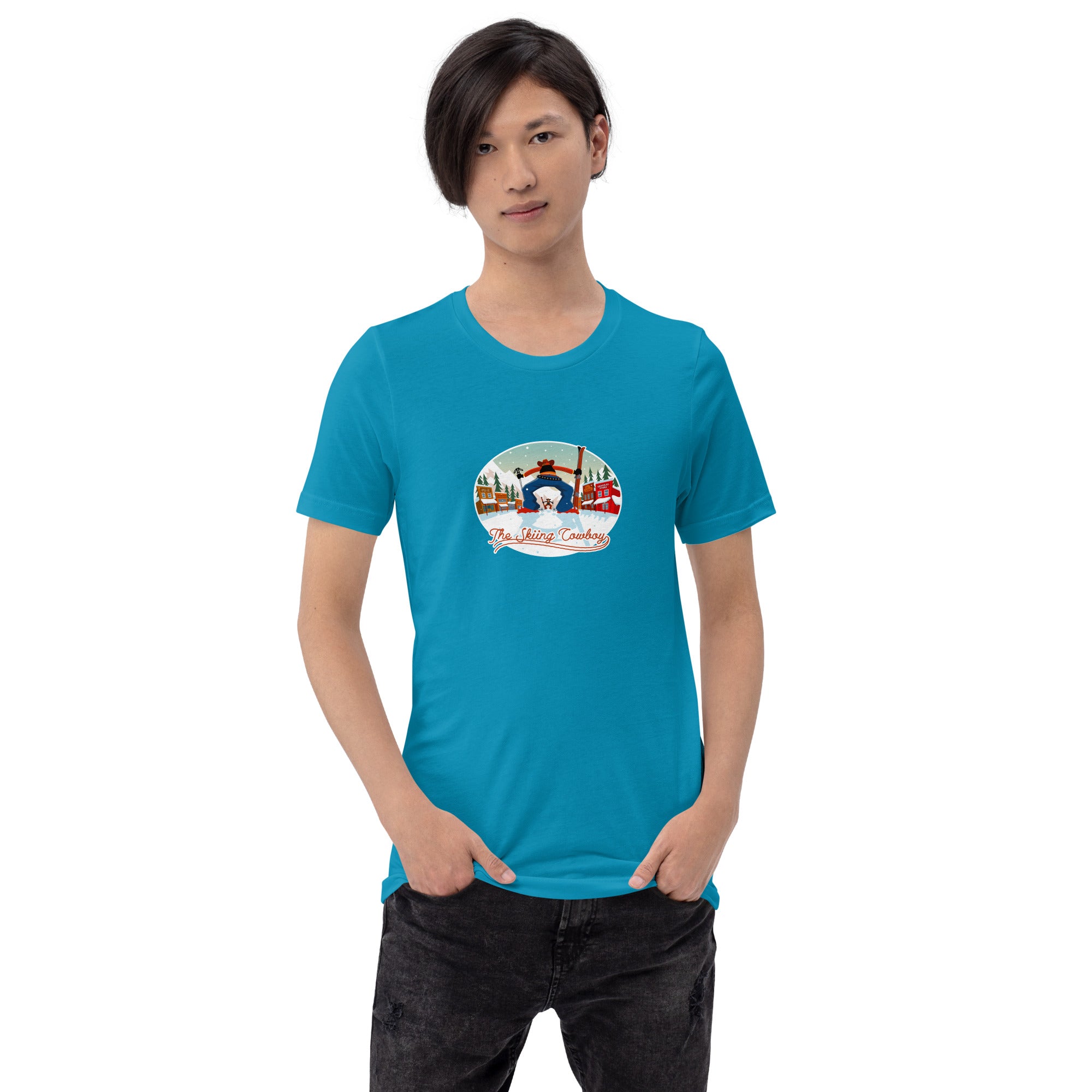 Unisex cotton t-shirt Ski Fight at OK Corral on bright colors