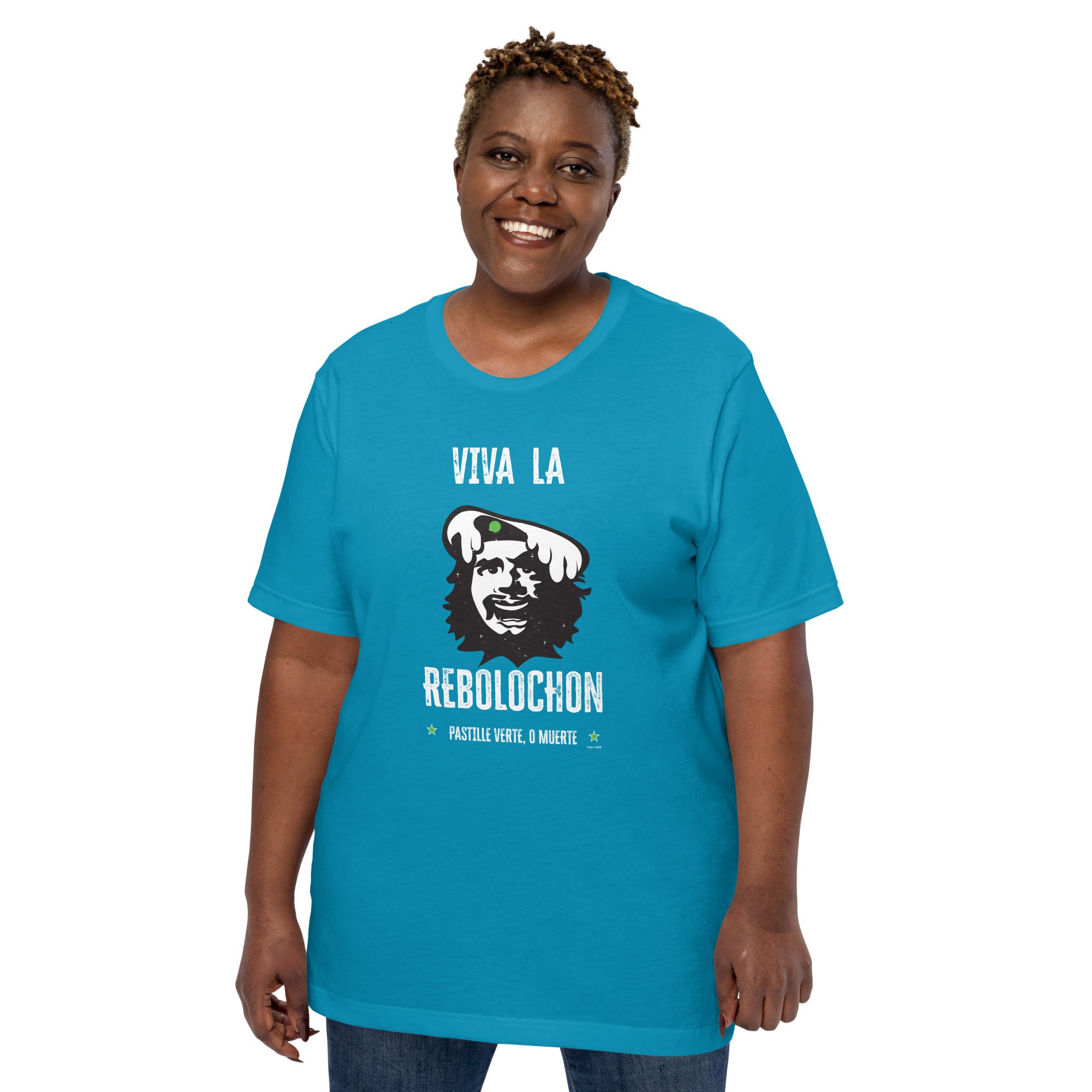 Unisex cotton t-shirt Viva la Rebolochon on bright colors