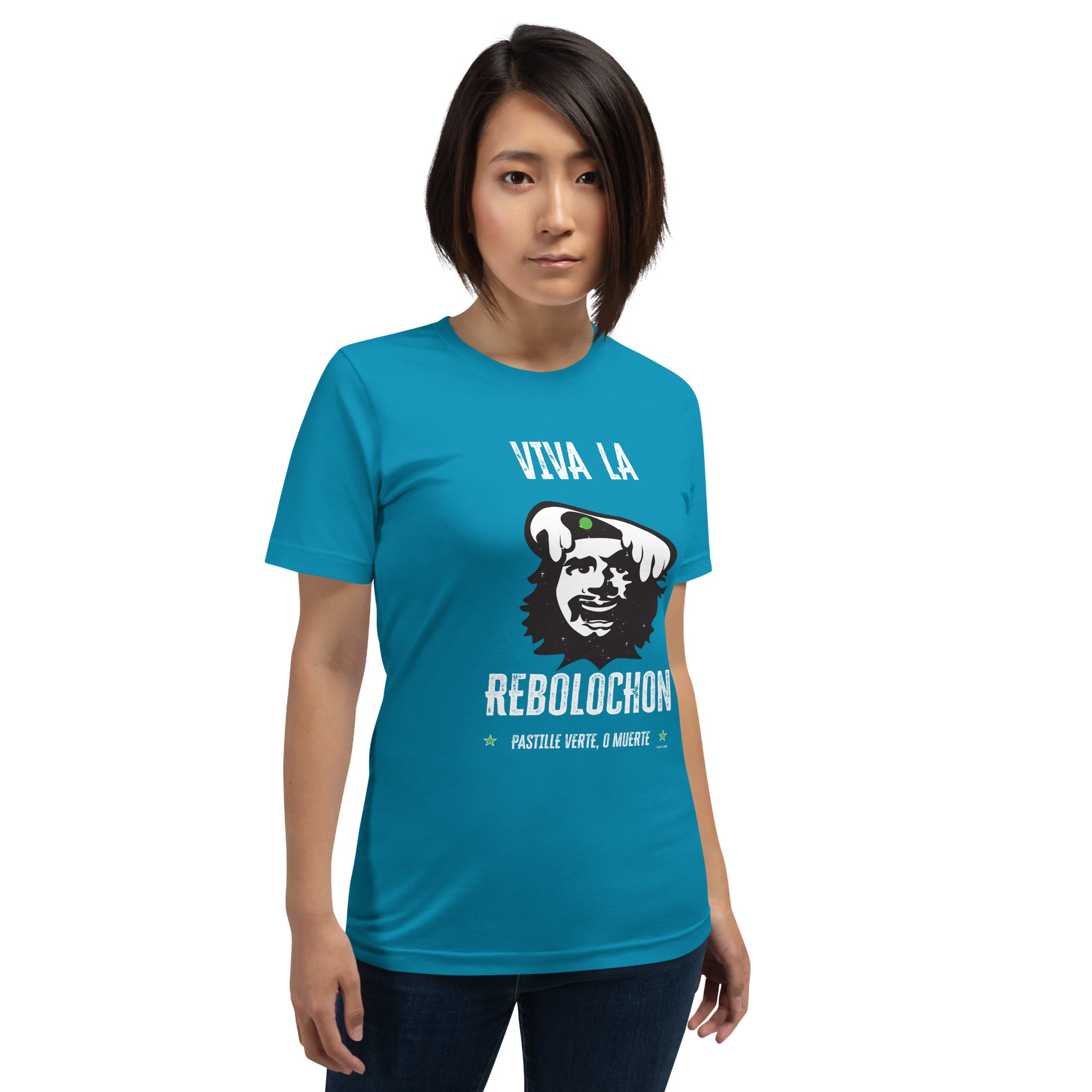 Unisex cotton t-shirt Viva la Rebolochon on bright colors