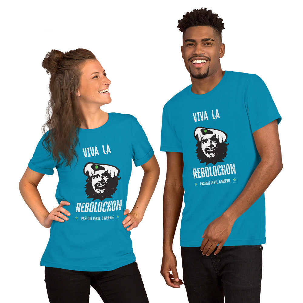 Unisex cotton t-shirt Viva la Rebolochon on bright colors