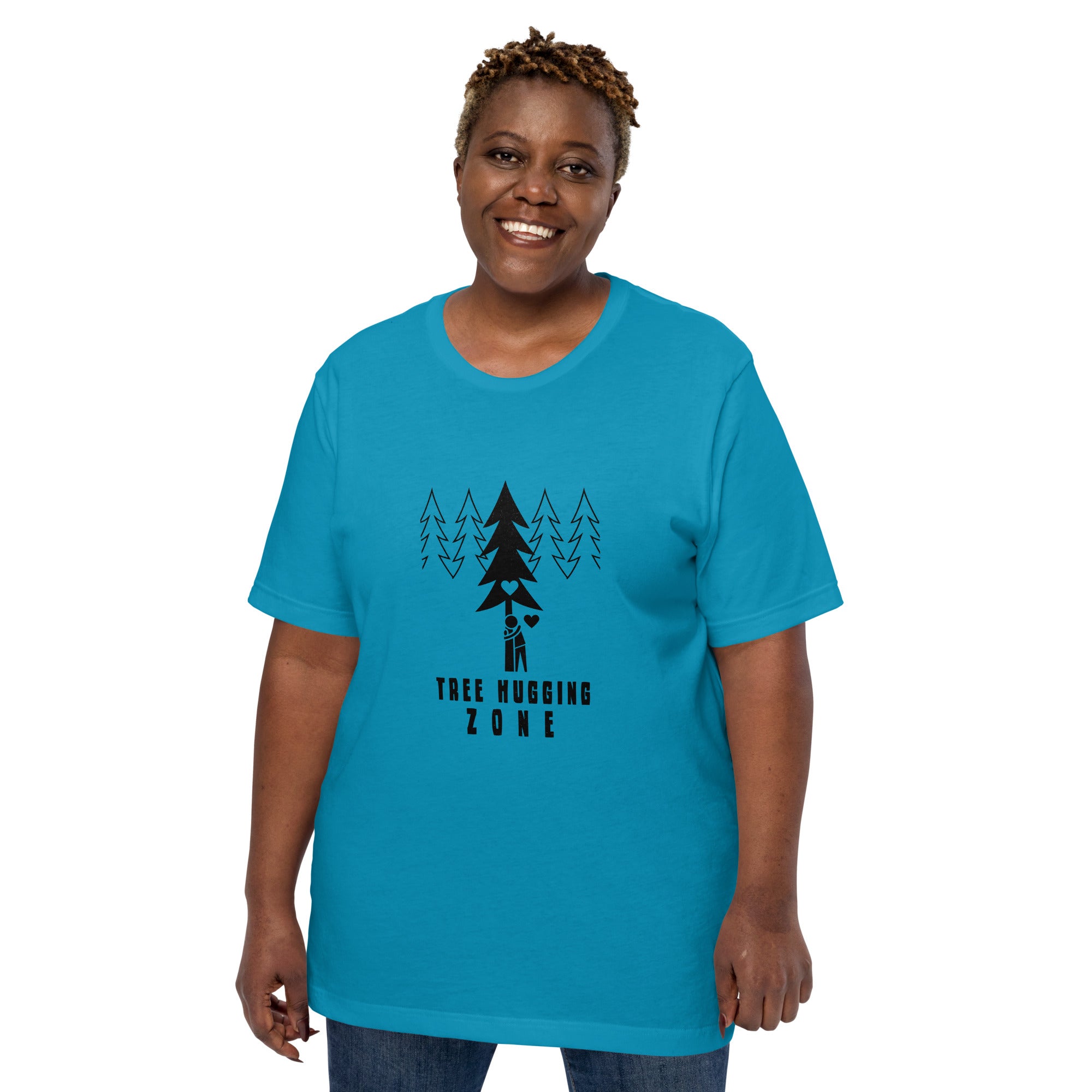 Unisex cotton t-shirt Tree hugging zone on bright colors