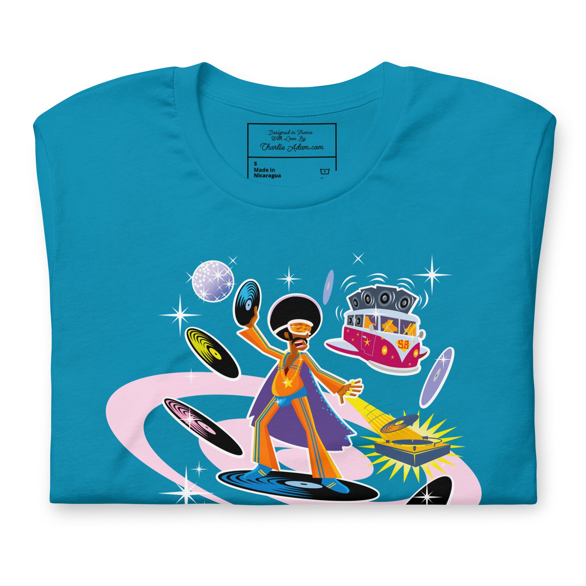 T-shirt en coton unisexe Superboogieman saves the party sur couleurs vives