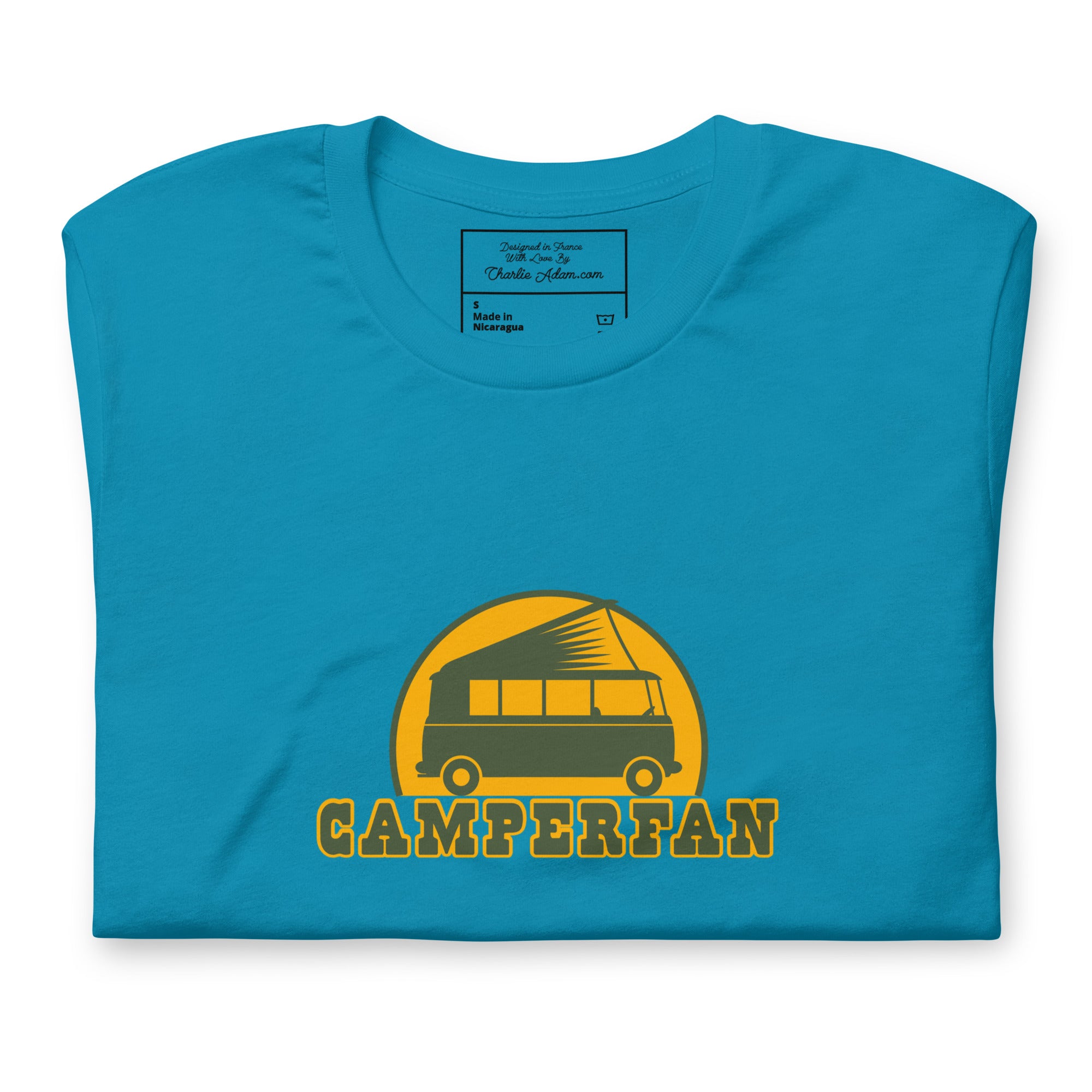 Unisex cotton t-shirt Camperfan on bright colors