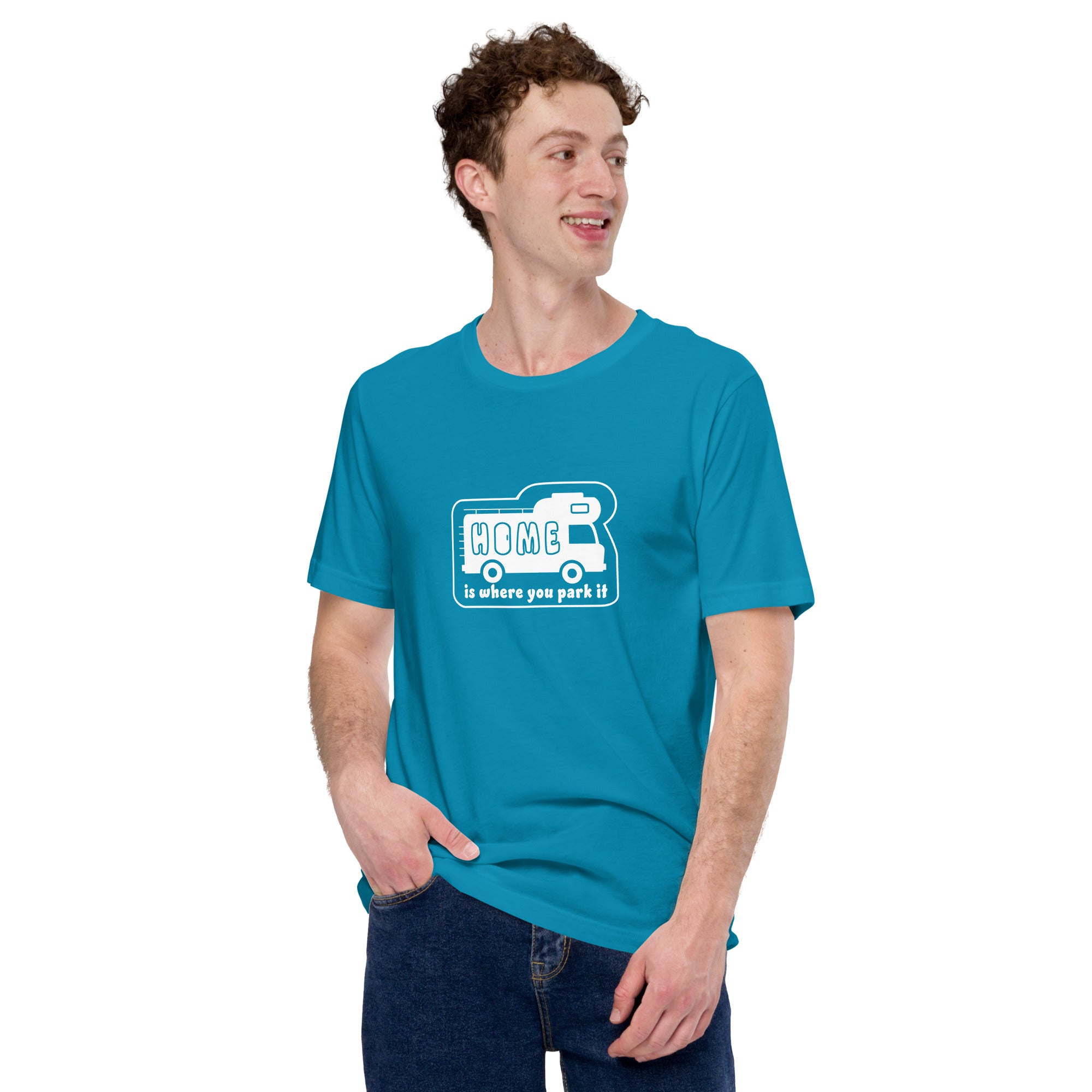 Unisex cotton t-shirt Bold Camper Van on bright colors