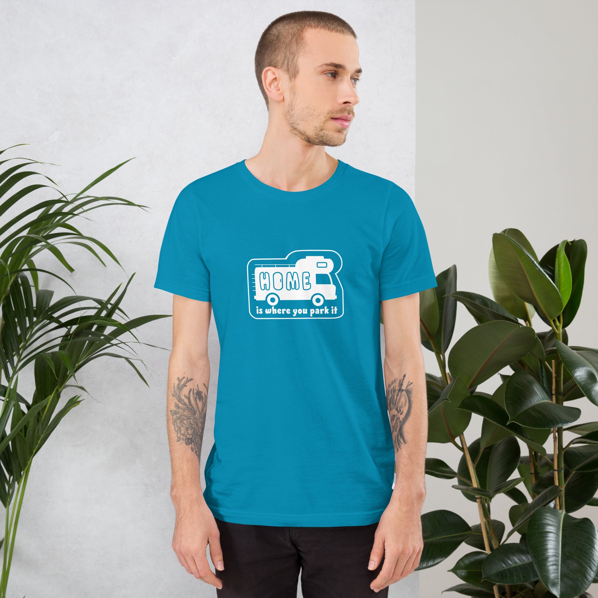 Unisex cotton t-shirt Bold Camper Van on bright colors