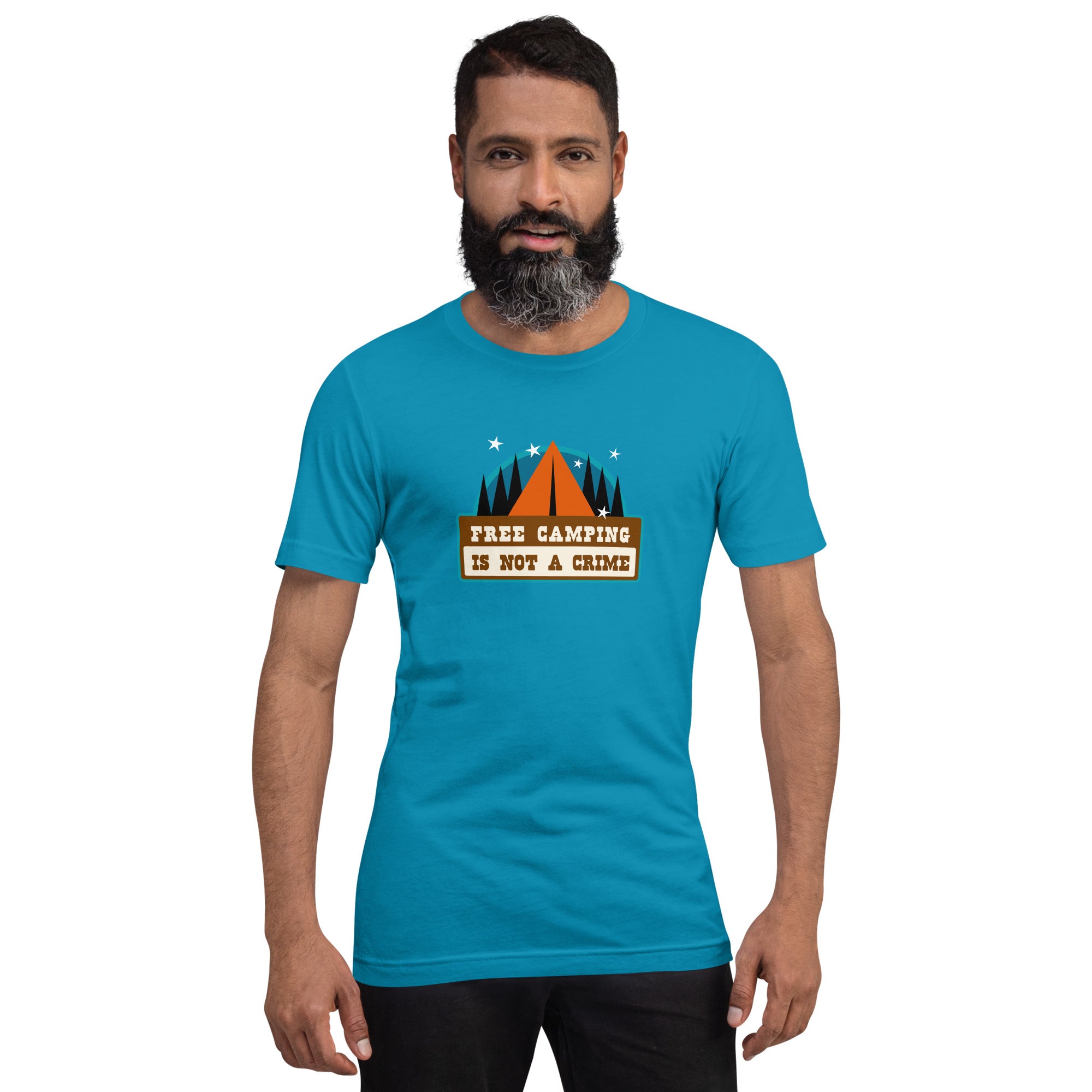 T-shirt en coton unisexe Free camping is not a crime sur couleurs vives