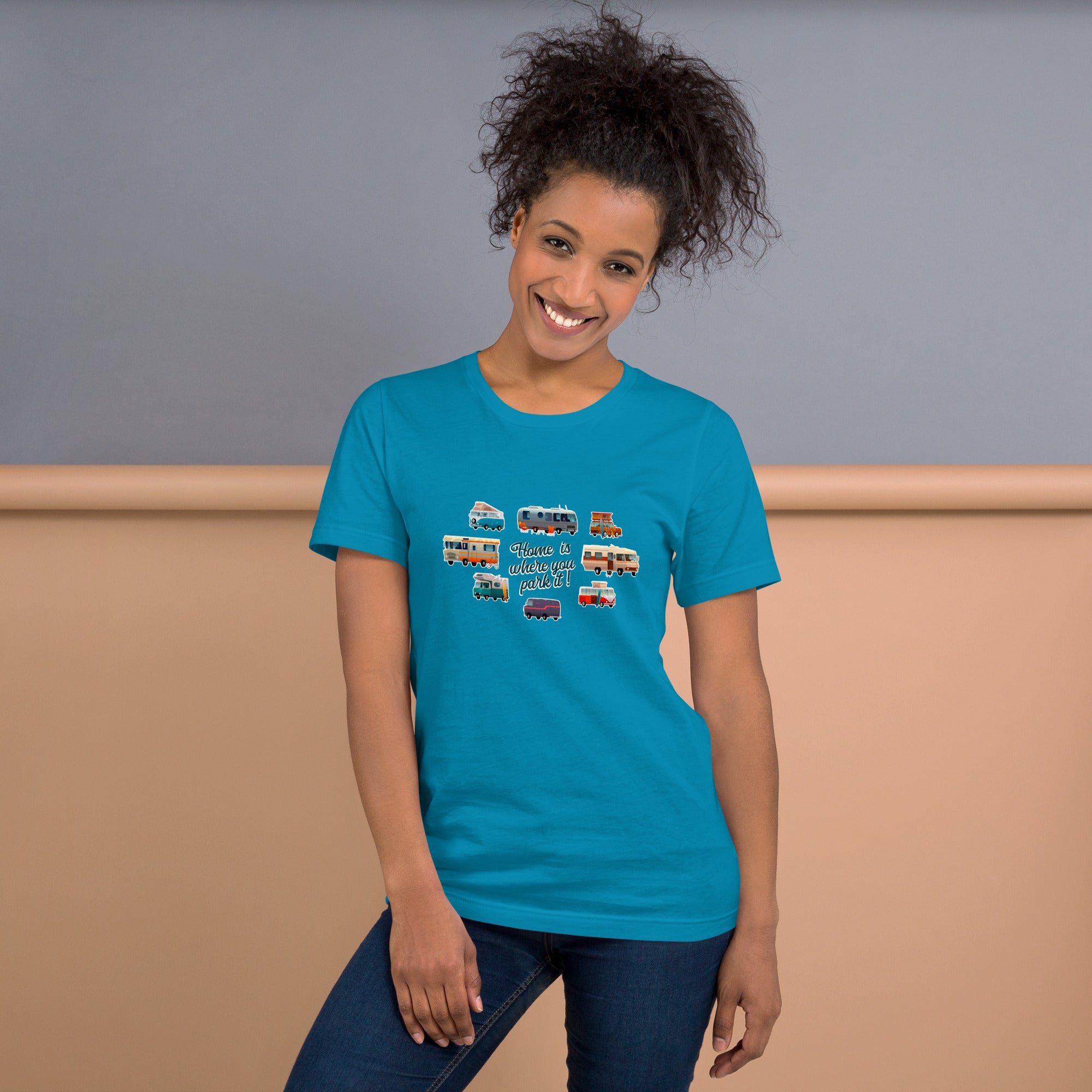 Unisex t-shirt Square Vintage Campers on bright colors