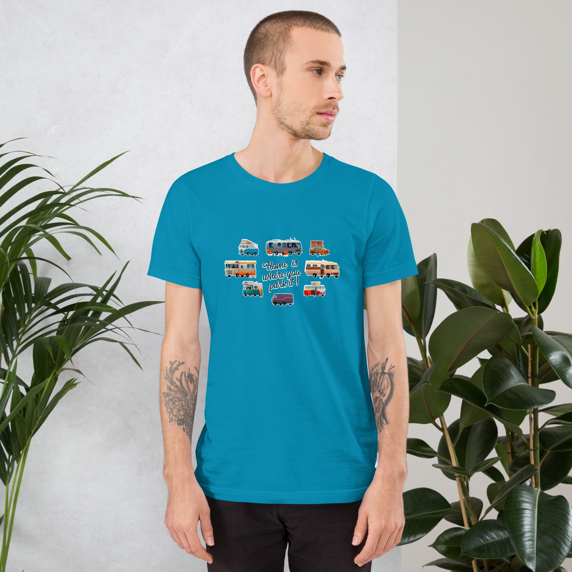 Unisex t-shirt Square Vintage Campers on bright colors