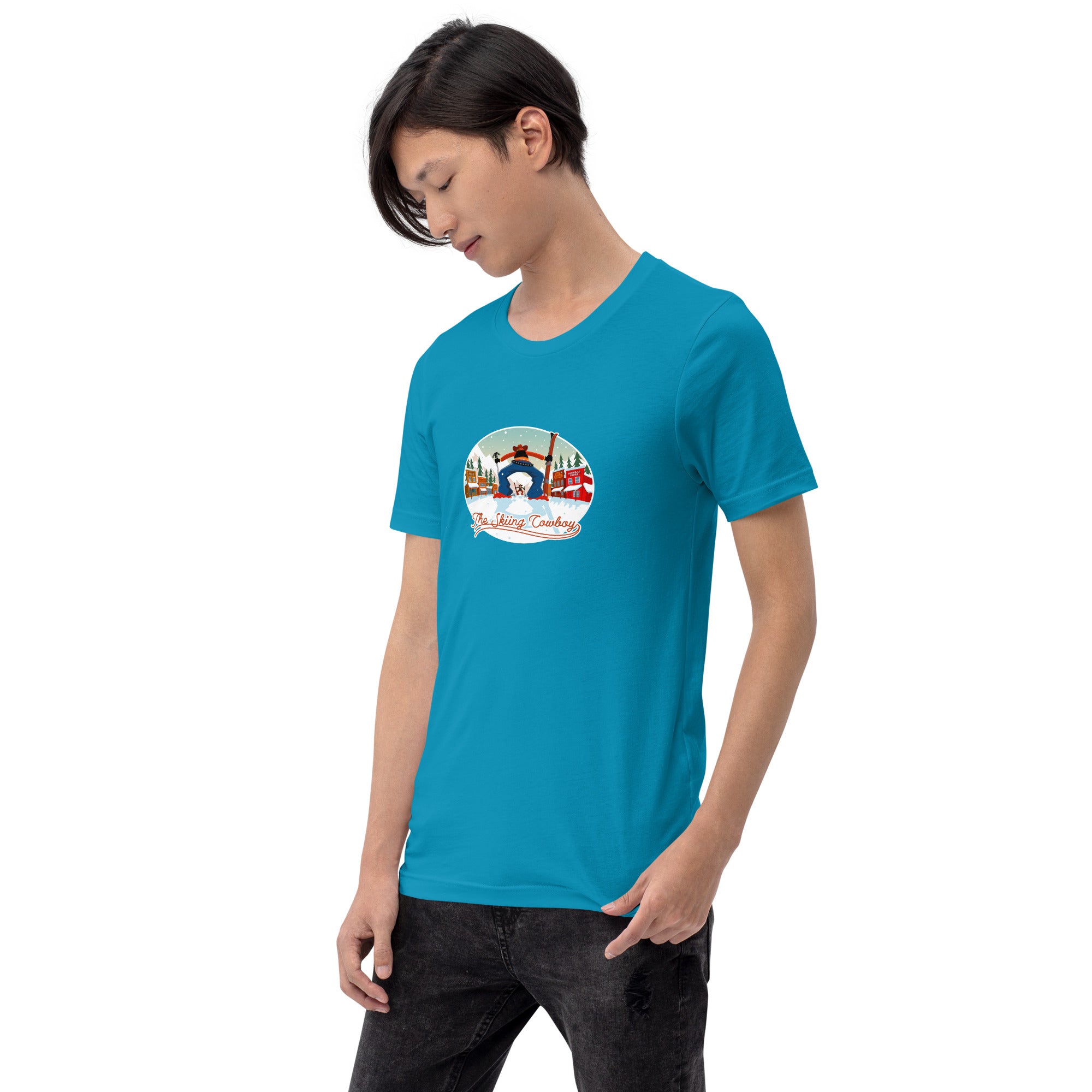 Unisex cotton t-shirt Ski Fight at OK Corral on bright colors