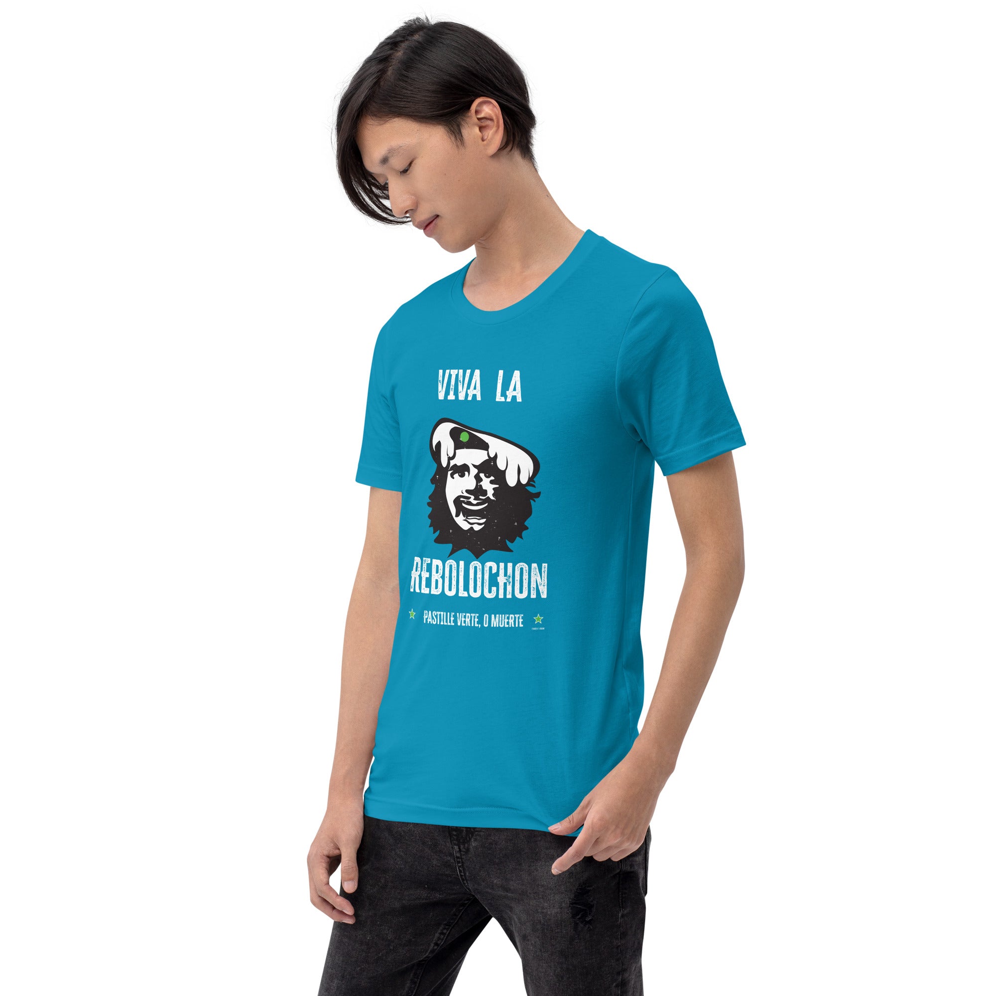 Unisex cotton t-shirt Viva la Rebolochon on bright colors