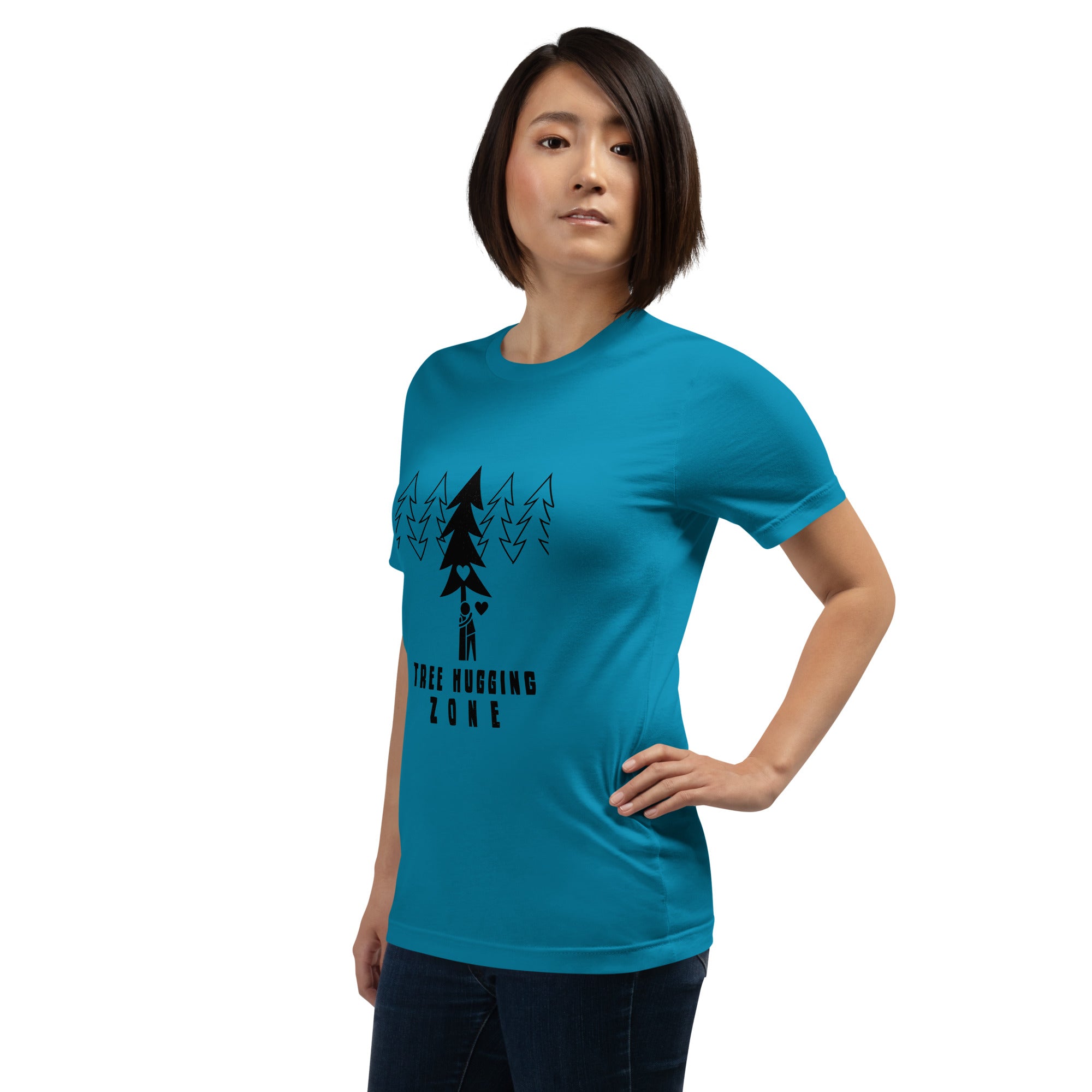 Unisex cotton t-shirt Tree hugging zone on bright colors