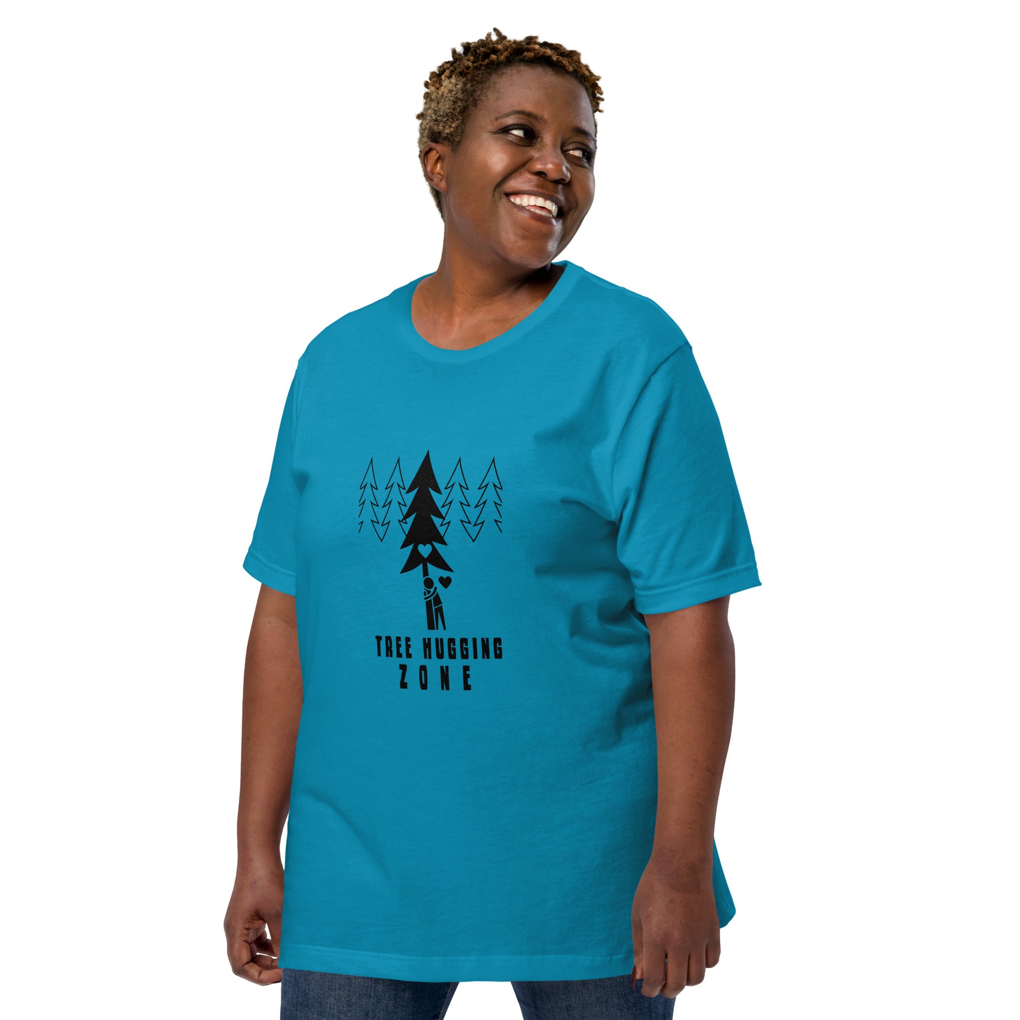 Unisex cotton t-shirt Tree hugging zone on bright colors