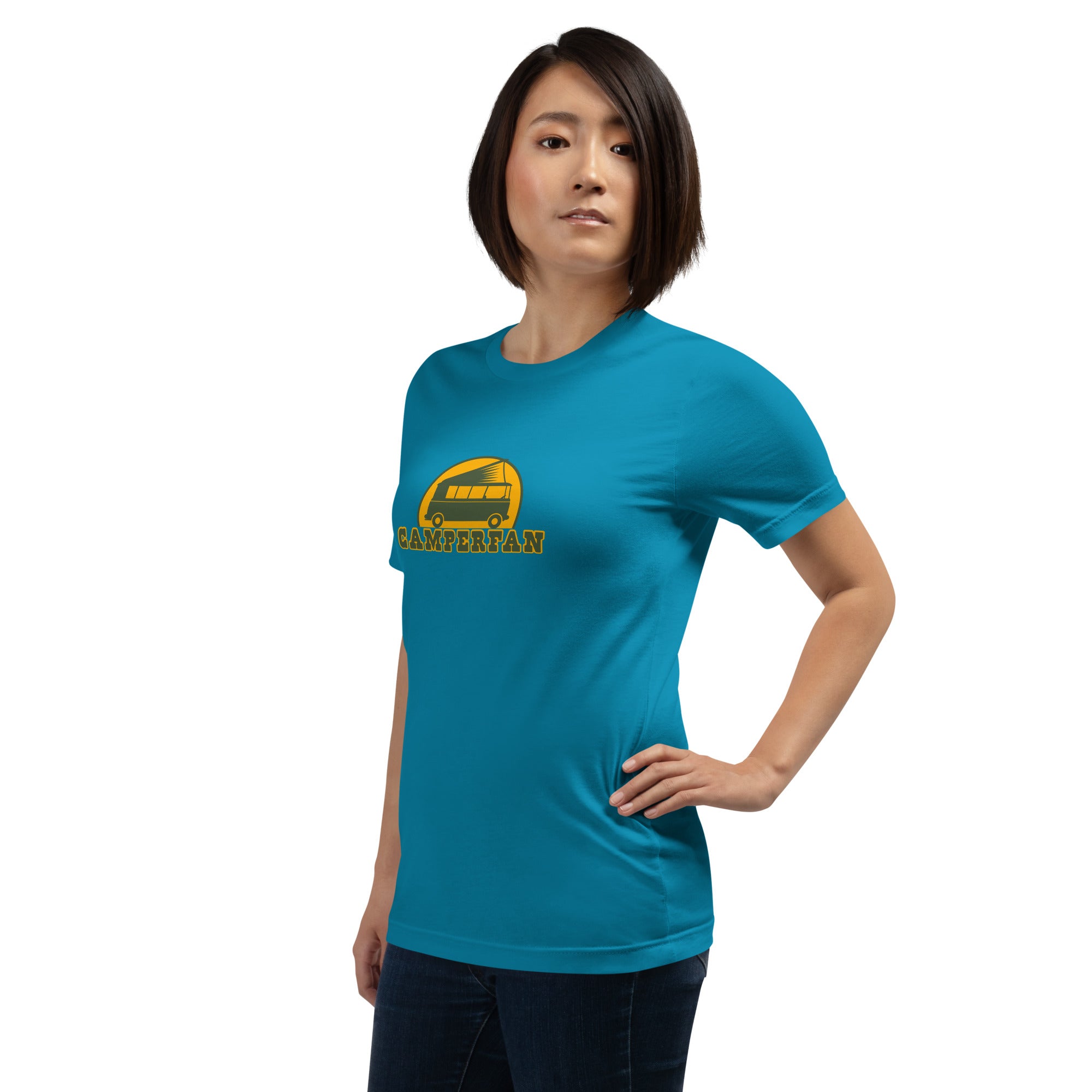 Unisex cotton t-shirt Camperfan on bright colors