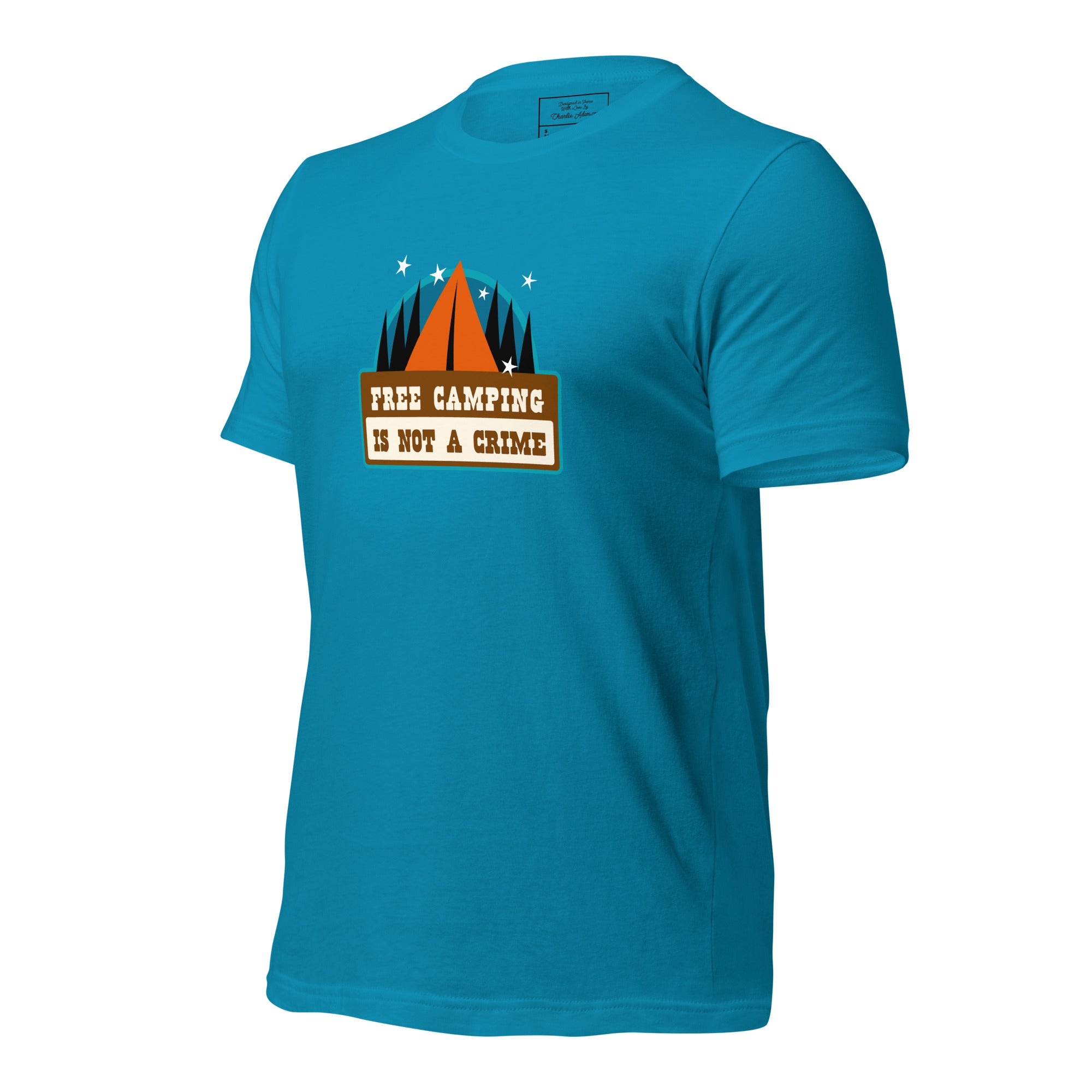 Unisex cotton t-shirt Free Camping is not a Crime on bright colors