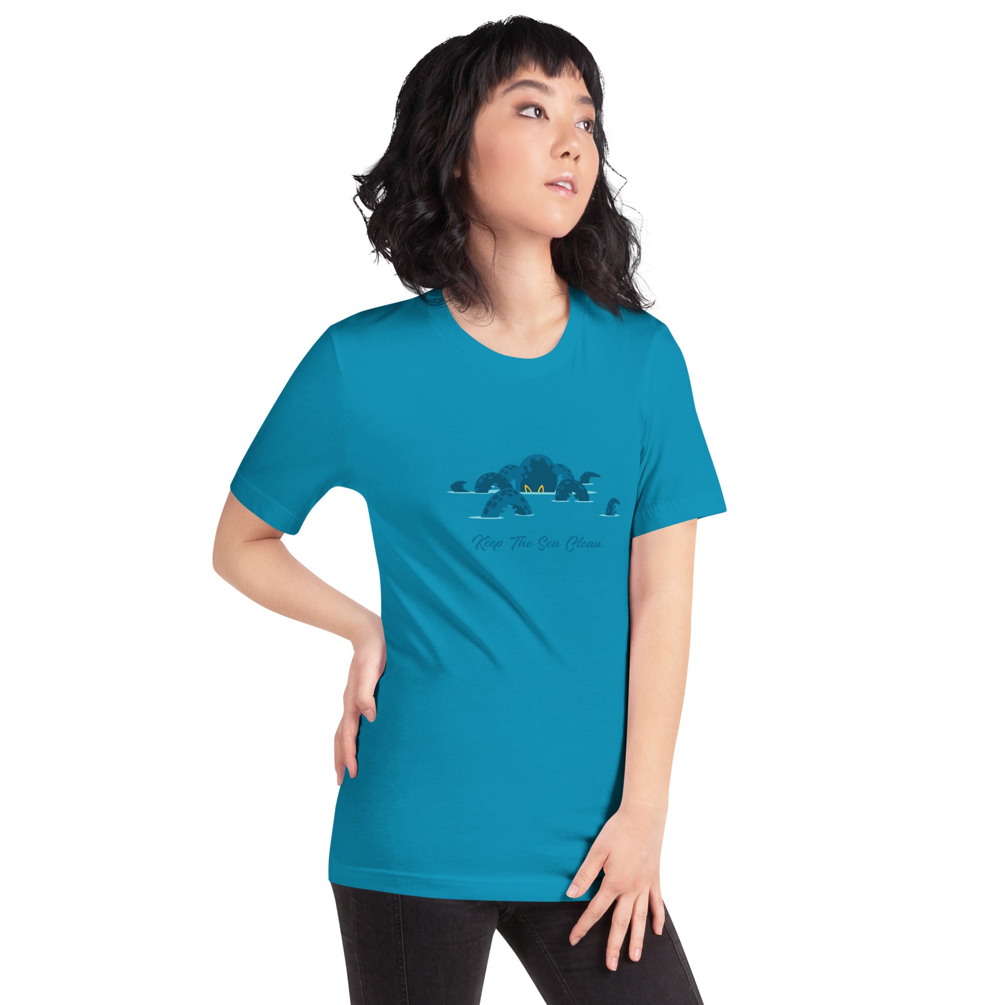 T-shirt en coton unisexe Octopus Blue sur couleurs vives