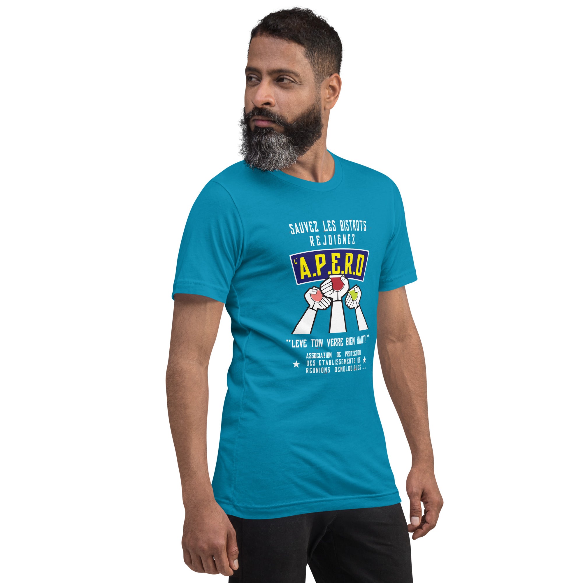 T-shirt en coton unisexe Sauvez les Bistrots, rejoignez l'Apéro sur couleurs vives