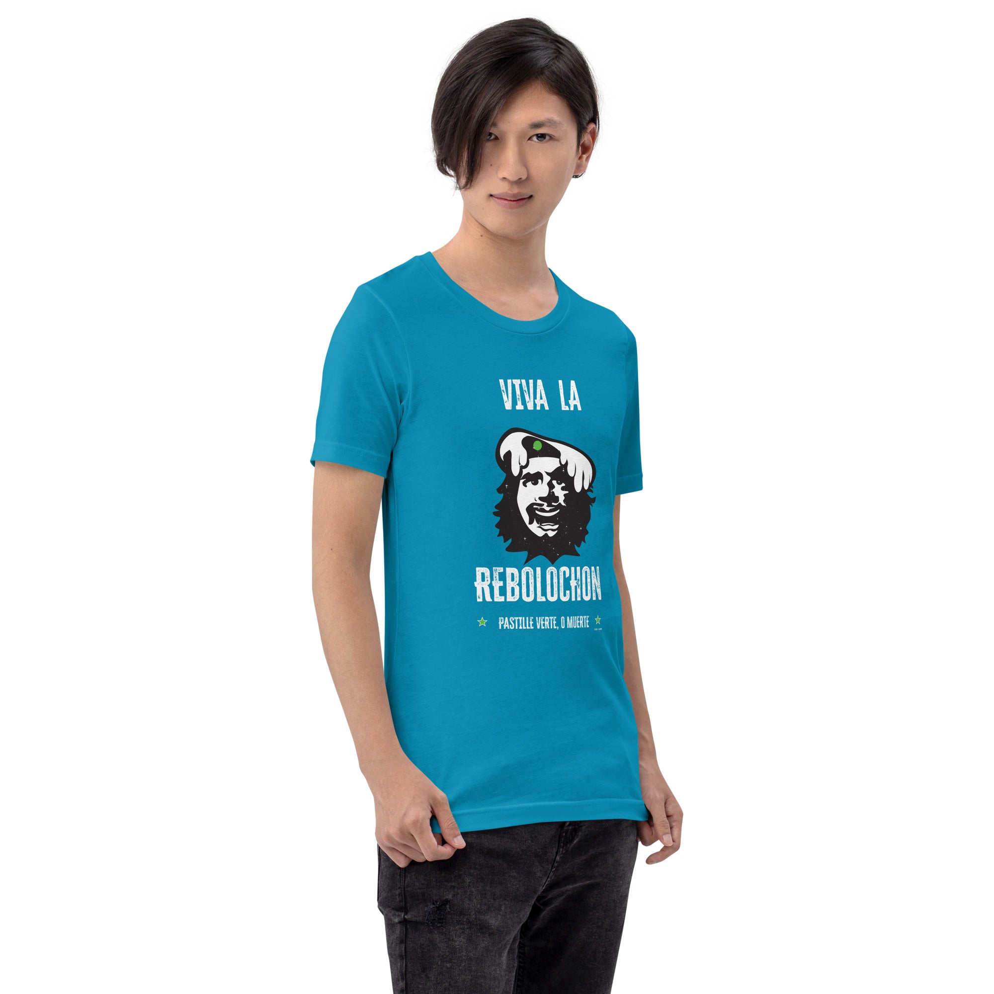 Unisex cotton t-shirt Viva la Rebolochon on bright colors