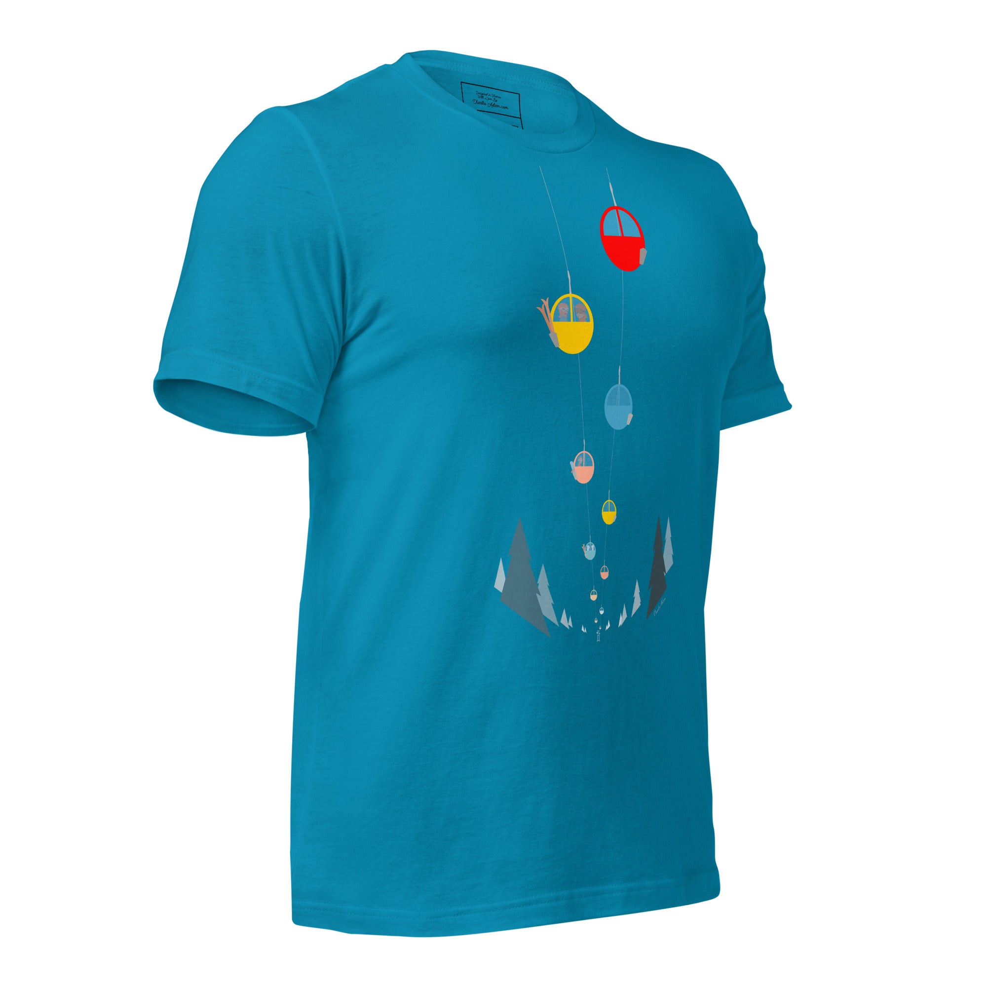 Unisex cotton t-shirt Gondolas in the mist on bright colors