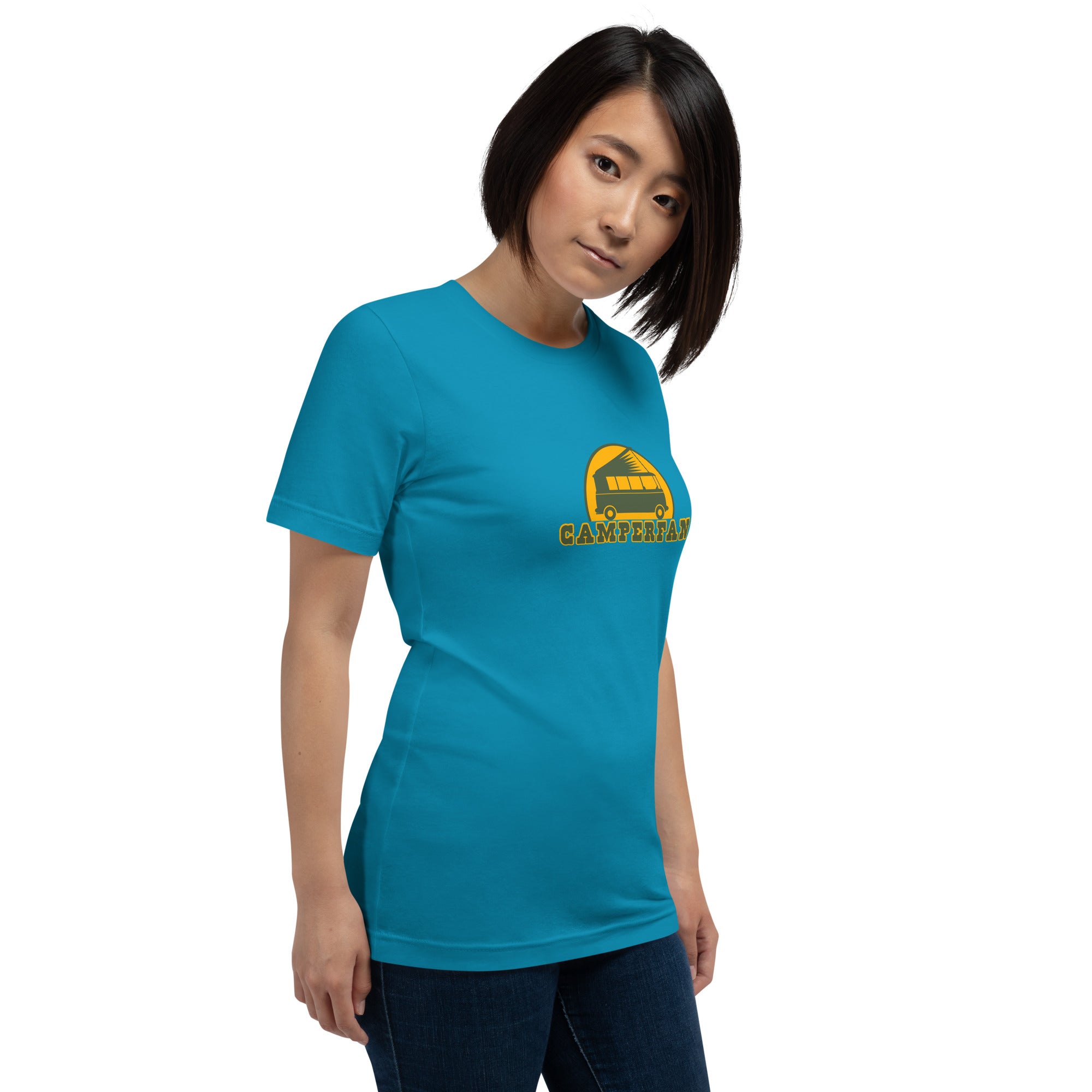 Unisex cotton t-shirt Camperfan on bright colors