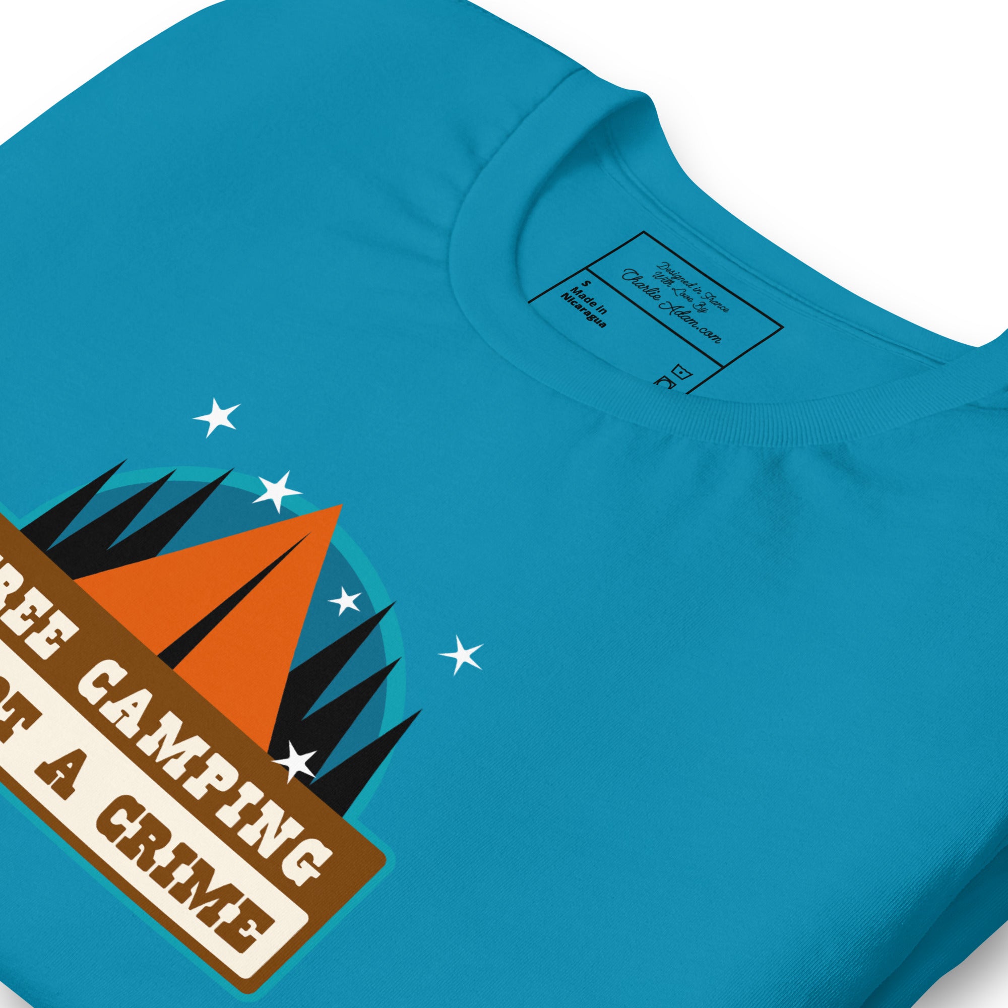 Unisex cotton t-shirt Free Camping is not a Crime on bright colors