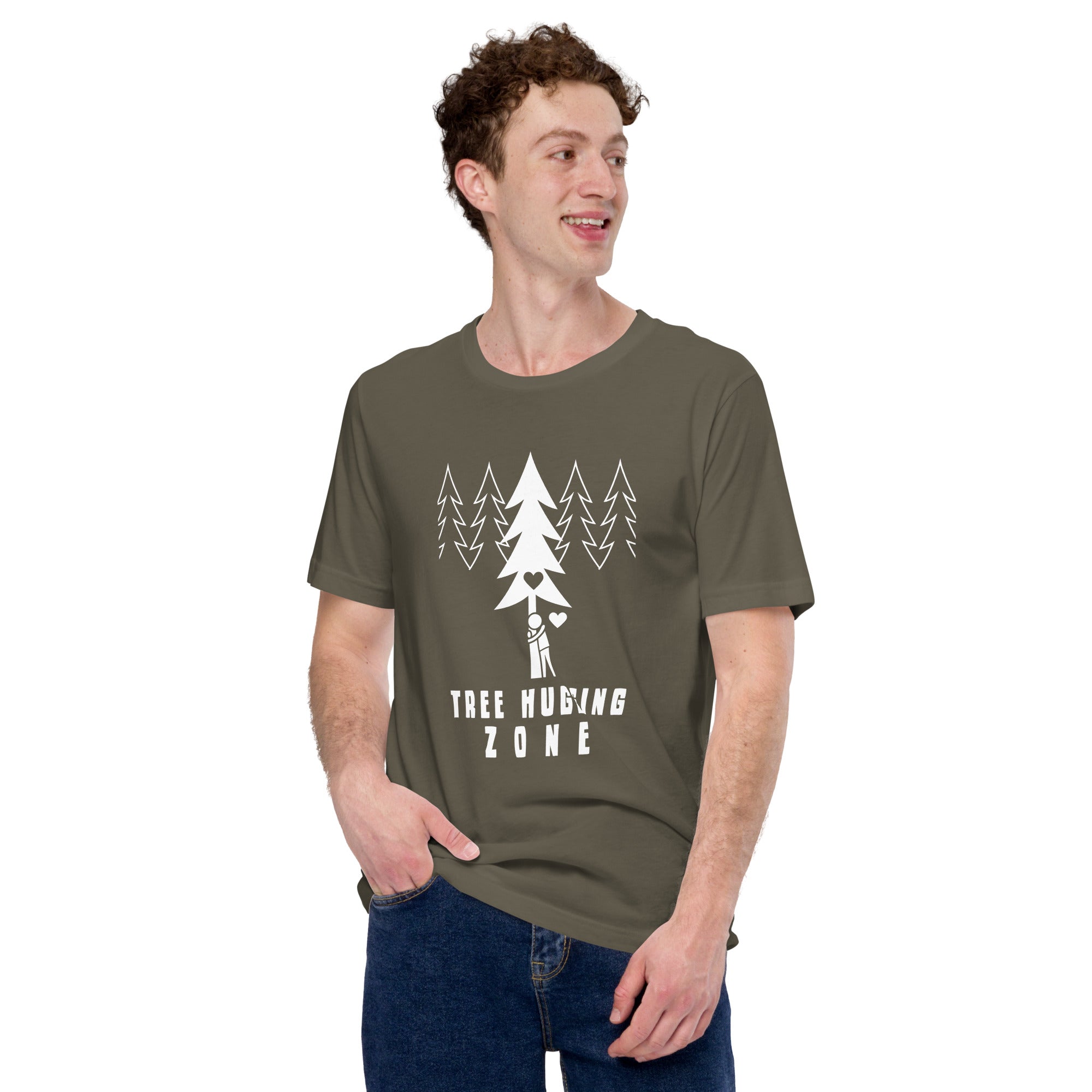 T-shirt en coton unisexe Tree hugging zone sur couleurs foncées