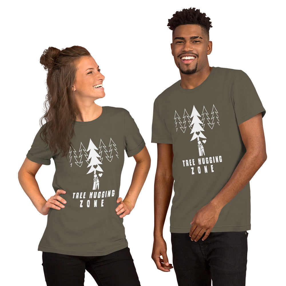 Unisex t-shirt Tree hugging zone on dark colors