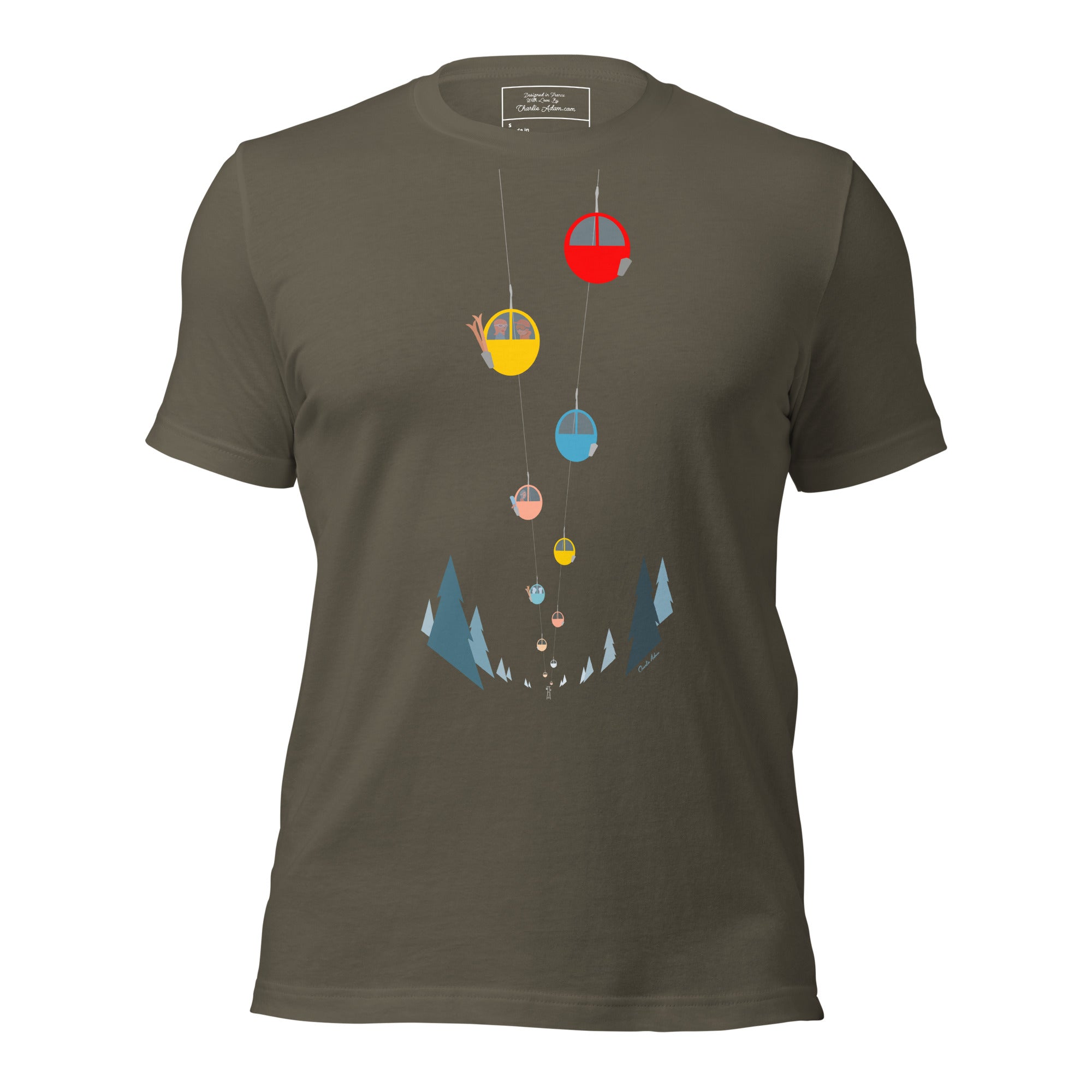 T-shirt en coton unisexe Gondolas in the mist sur couleurs foncées