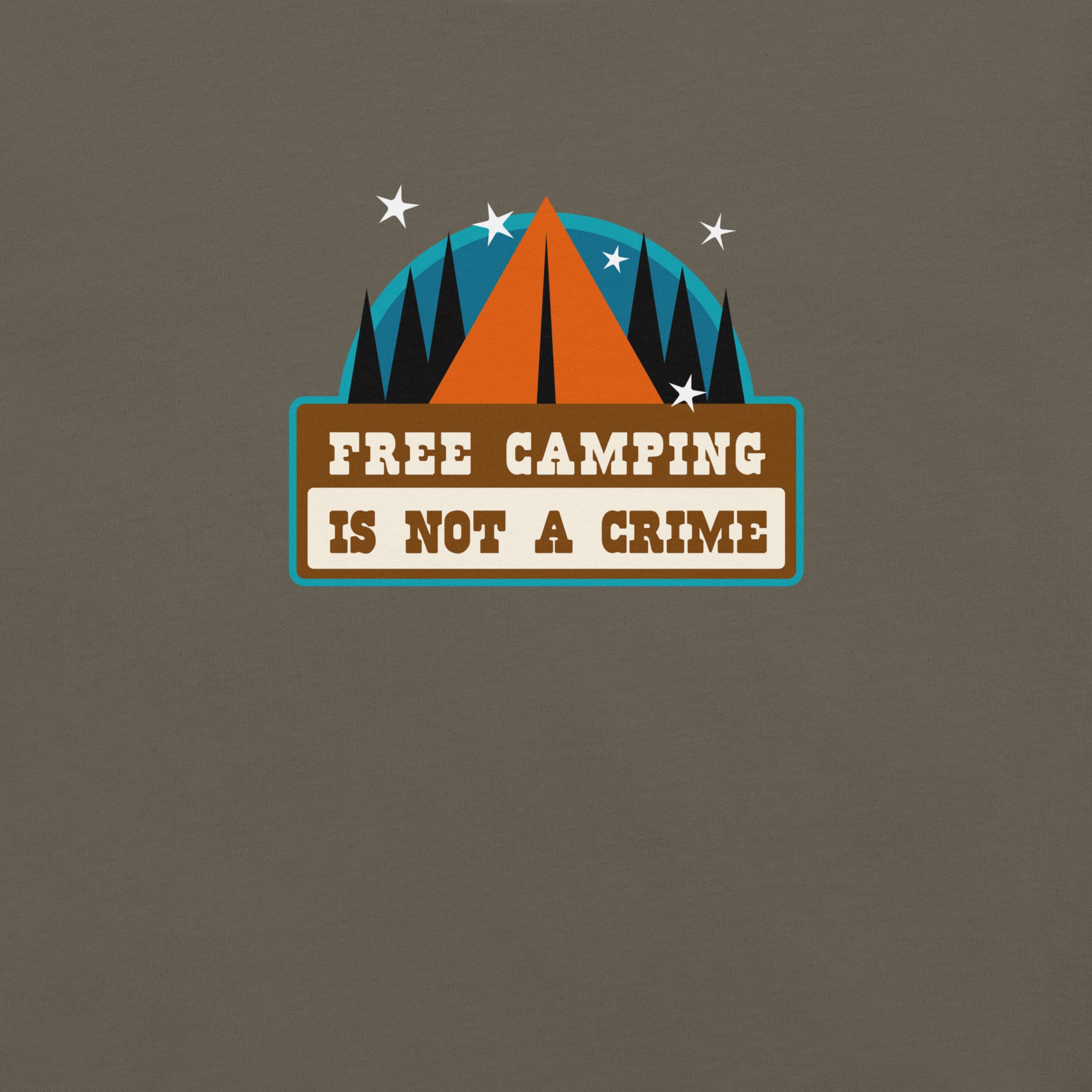 Unisex cotton t-shirt Free Camping is not a Crime on greens