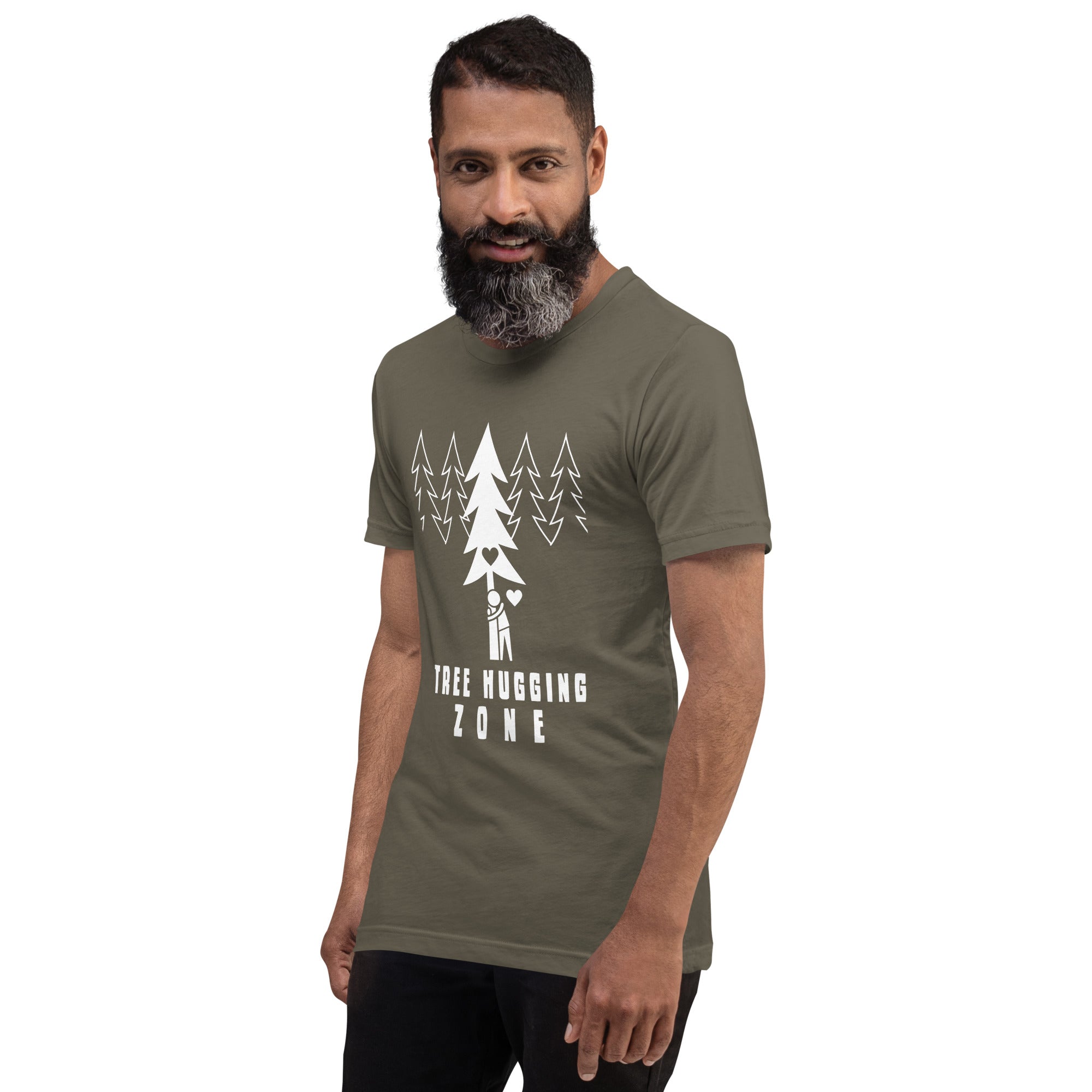 T-shirt en coton unisexe Tree hugging zone sur couleurs foncées