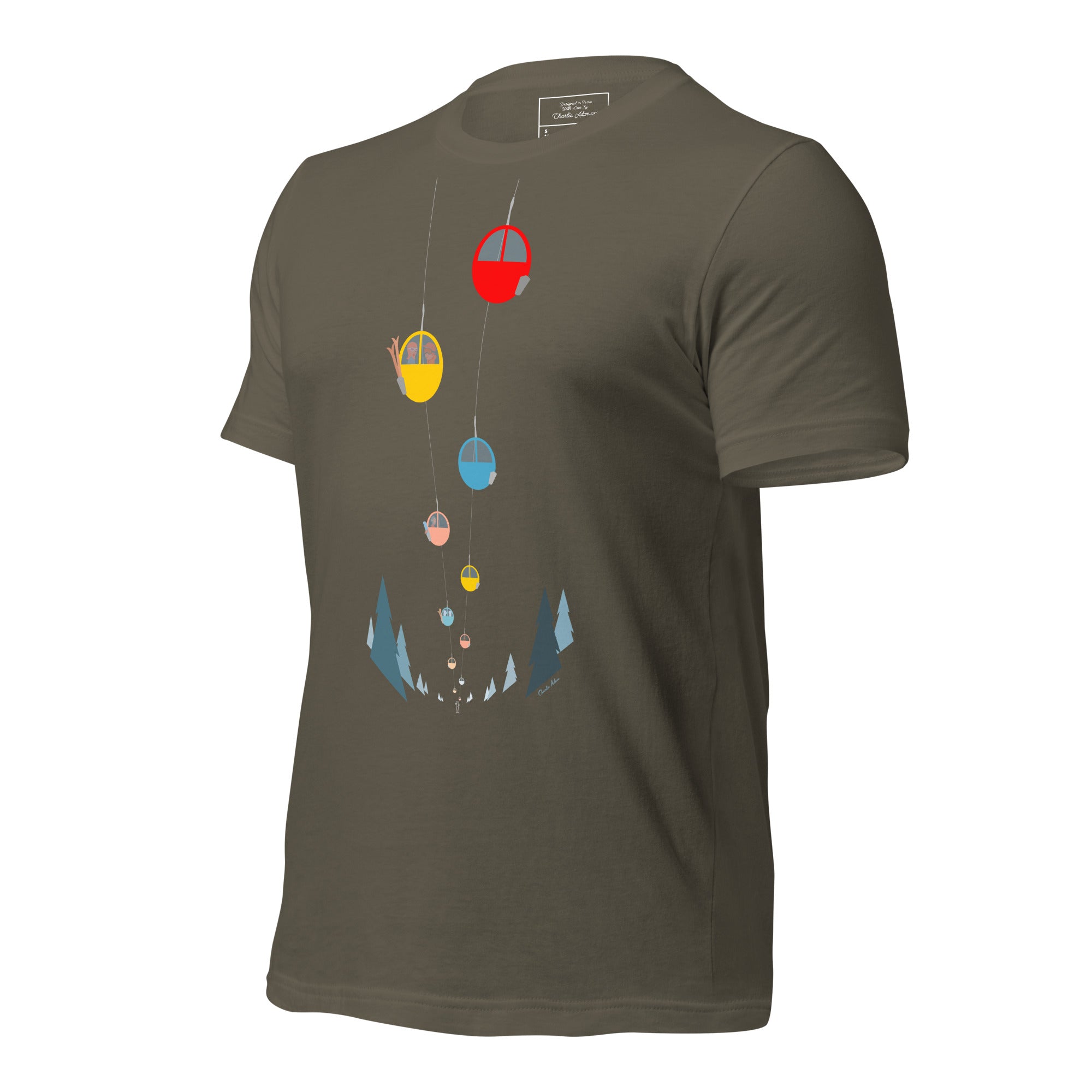 T-shirt en coton unisexe Gondolas in the mist sur couleurs foncées