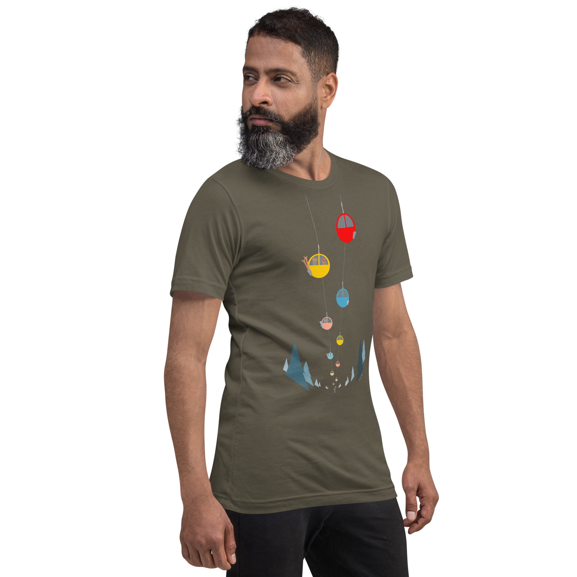 T-shirt en coton unisexe Gondolas in the mist sur couleurs foncées