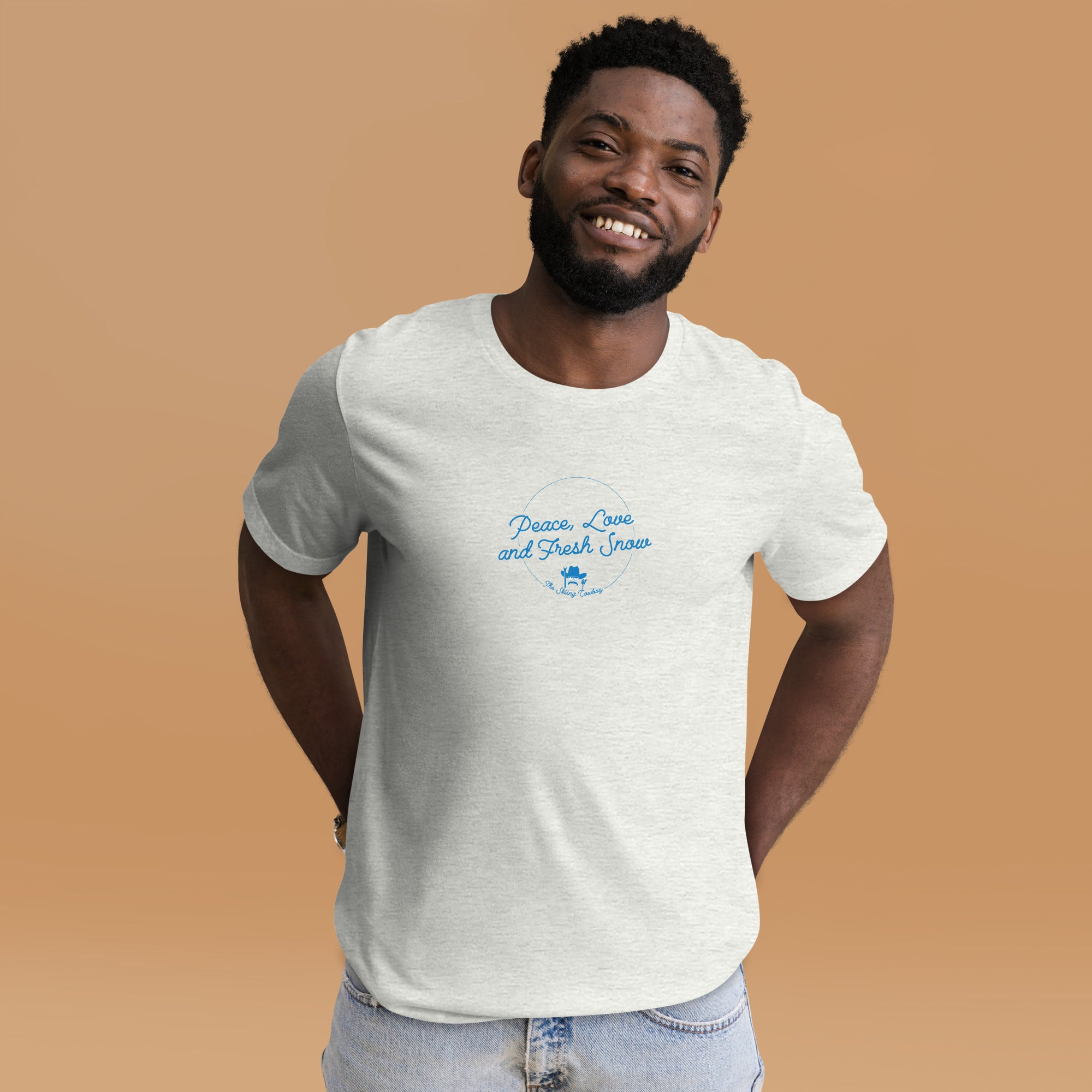 T-shirt en coton unisexe Peace, Love and Fresh Snow sur couleurs claires