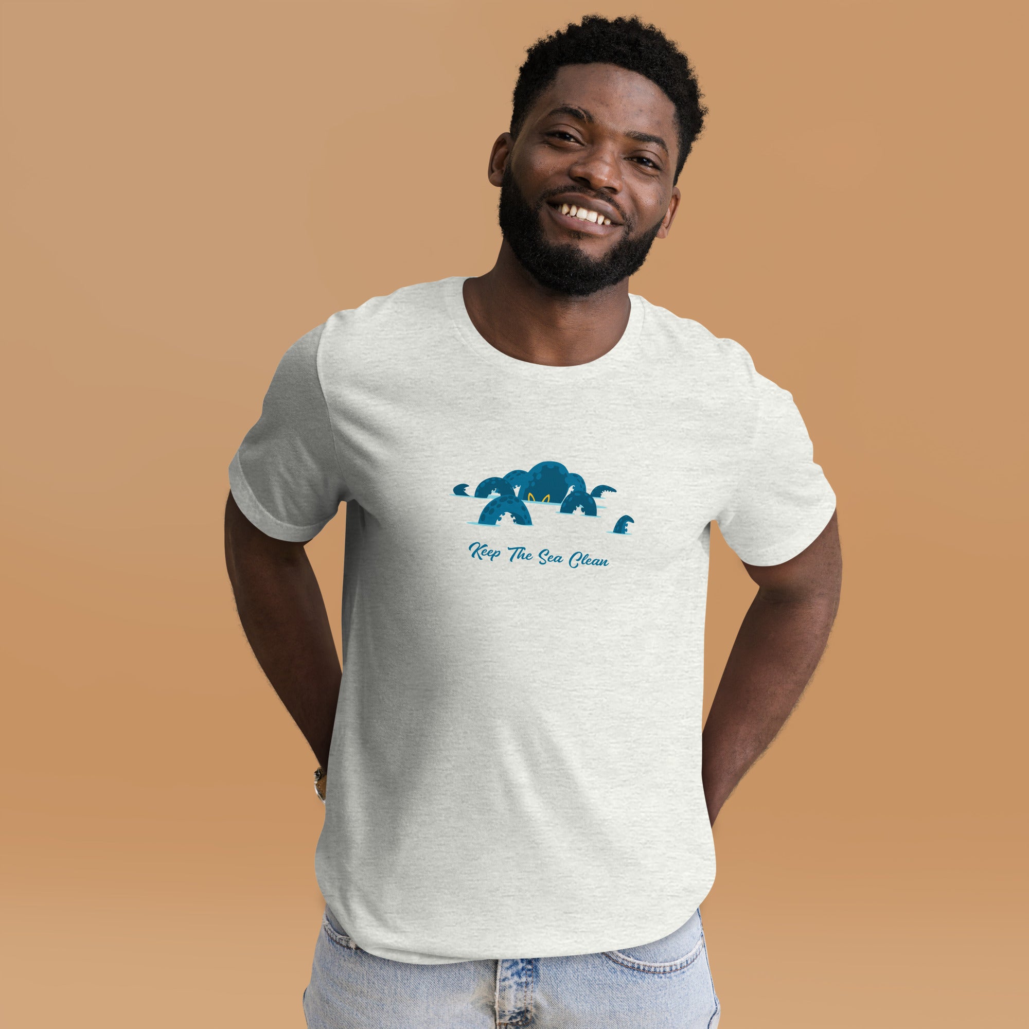 Unisex t-shirt Octopus Blue on light heather colors