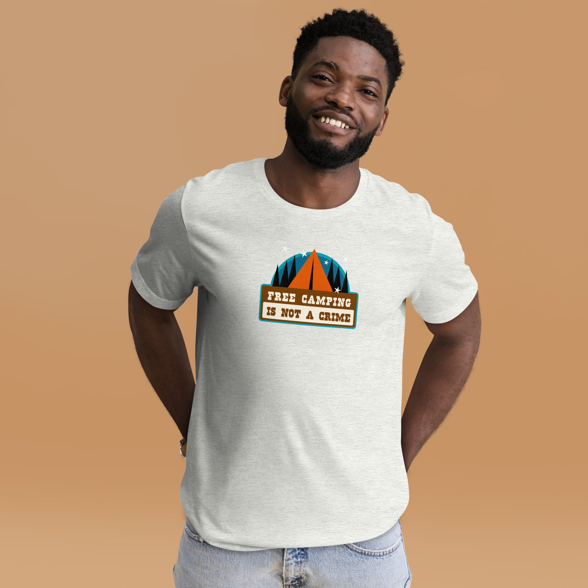 Unisex t-shirt Free camping is not a crime on light heather colors