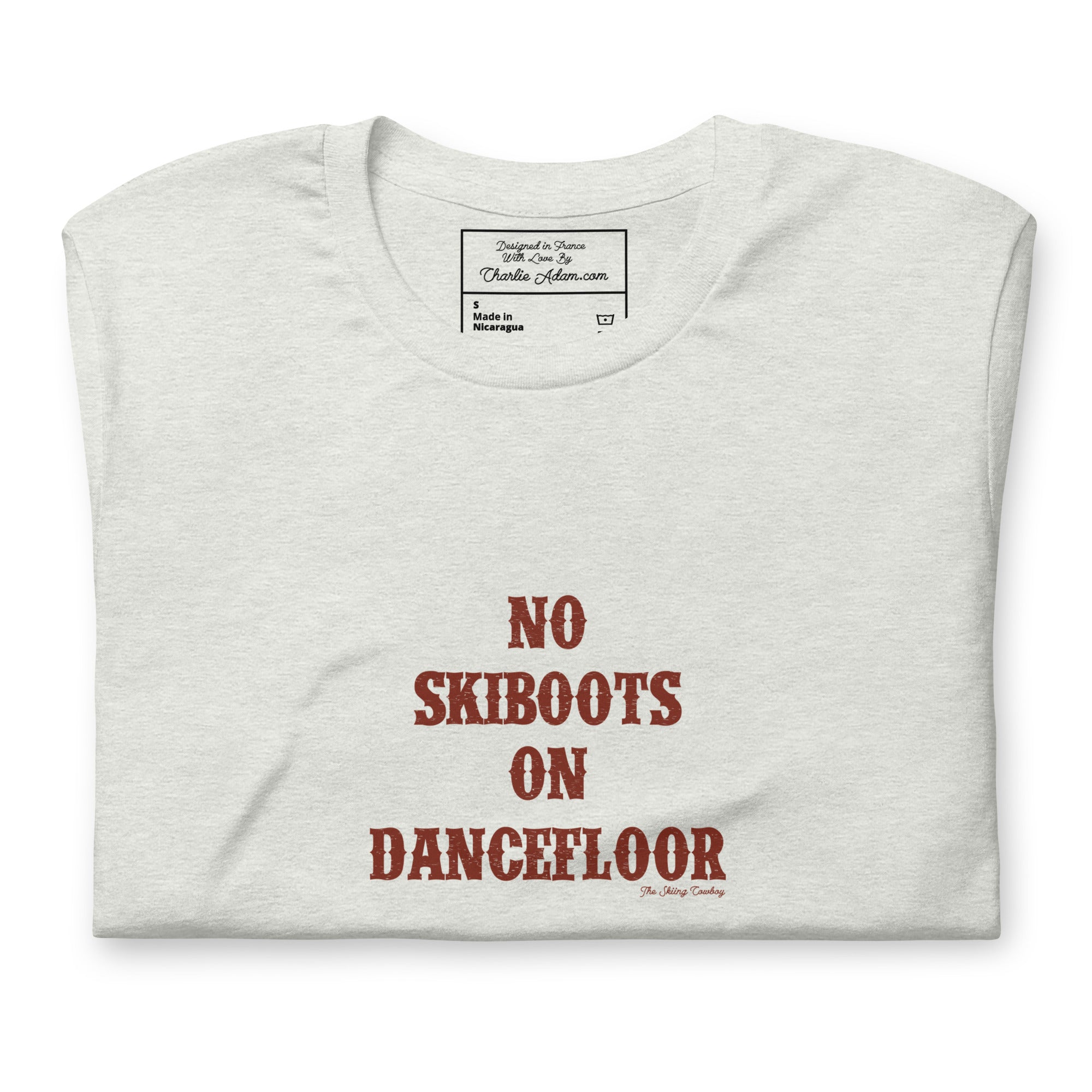 T-shirt en coton unisexe No Skiboots on Dancefloor sur couleurs claires