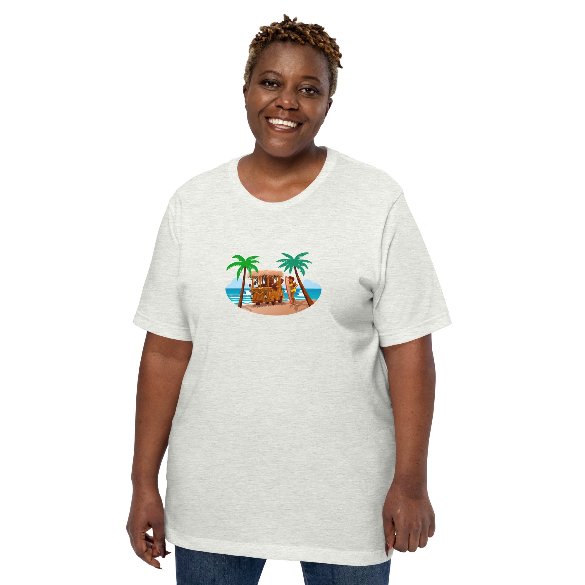 T-shirt en coton unisexe Tiki Kombi sur fond clair