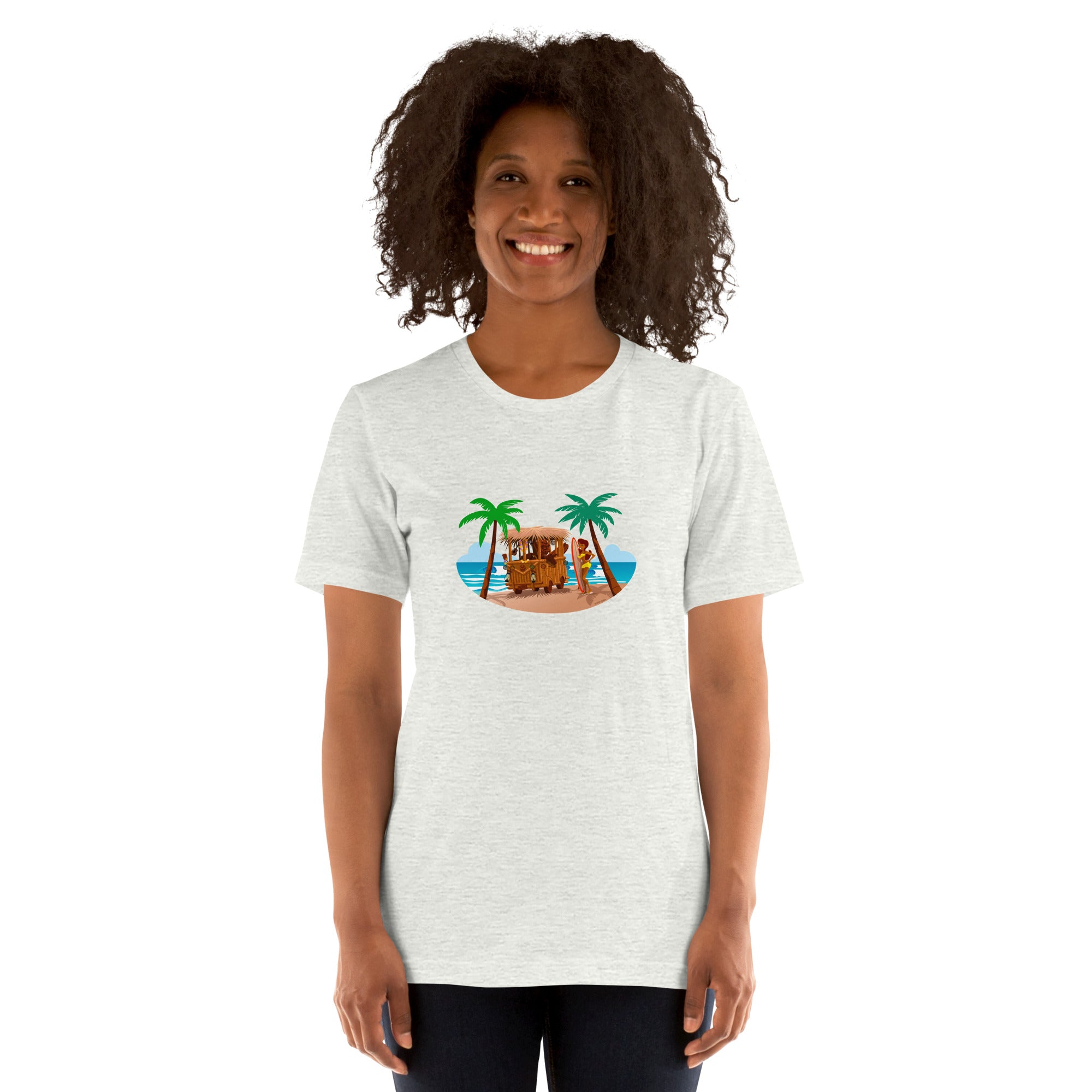 T-shirt en coton unisexe Tiki Kombi sur fond clair