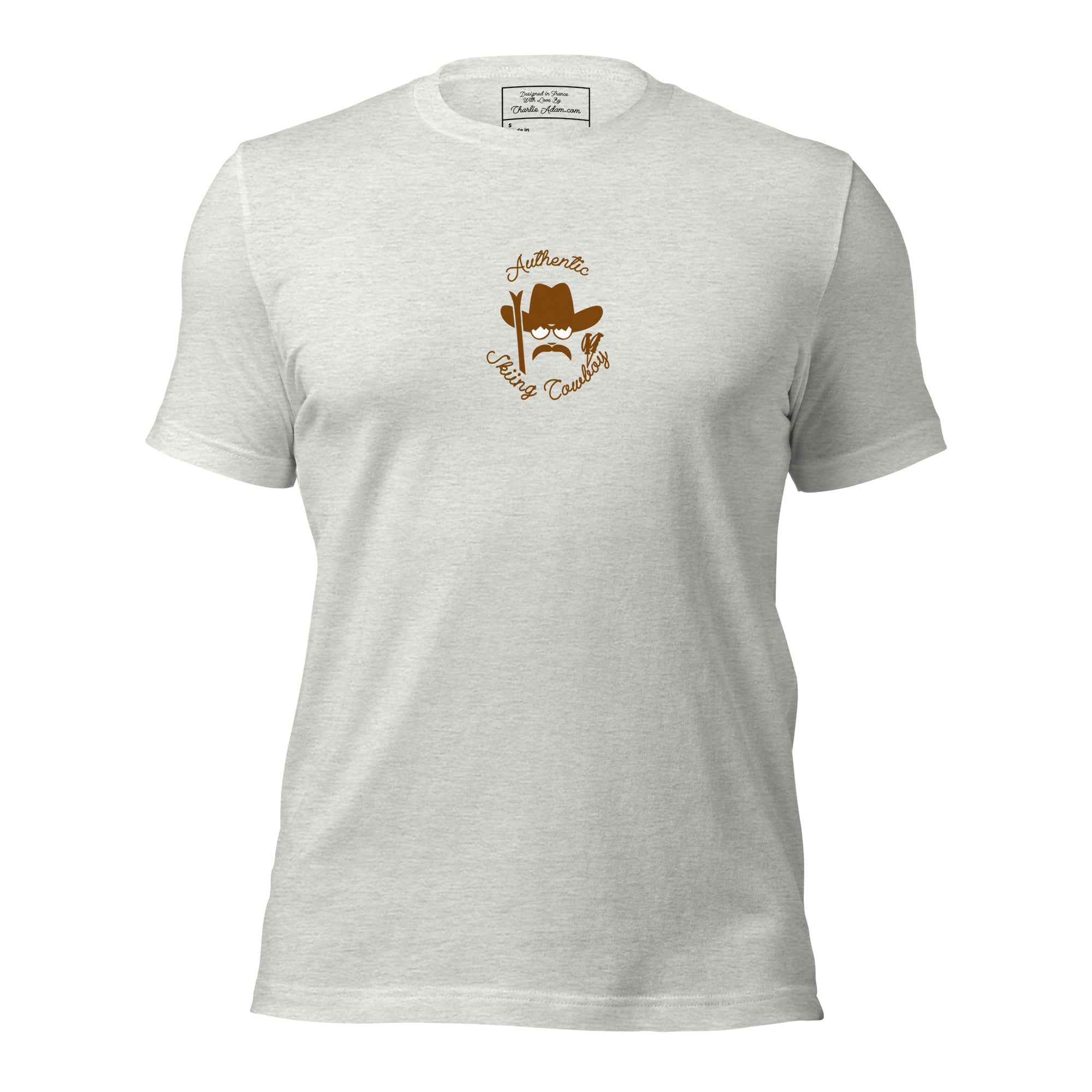 T-shirt en coton unisexe Authentic Skiing Cowboy sur couleurs claires