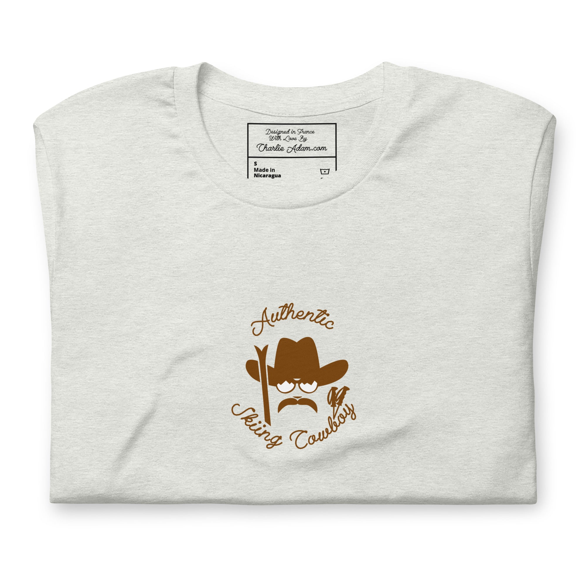 T-shirt en coton unisexe Authentic Skiing Cowboy sur couleurs claires