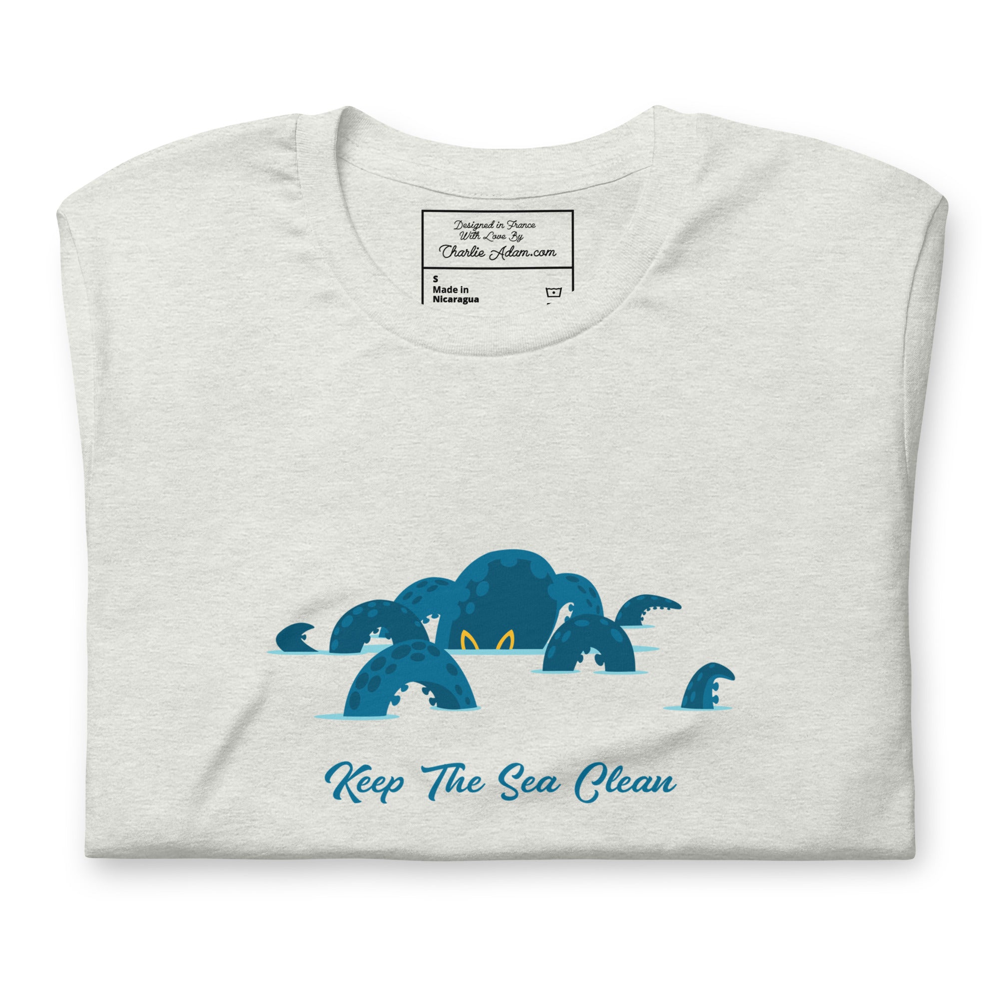 T-shirt en coton unisexe Octopus Blue sur couleurs chinées claires