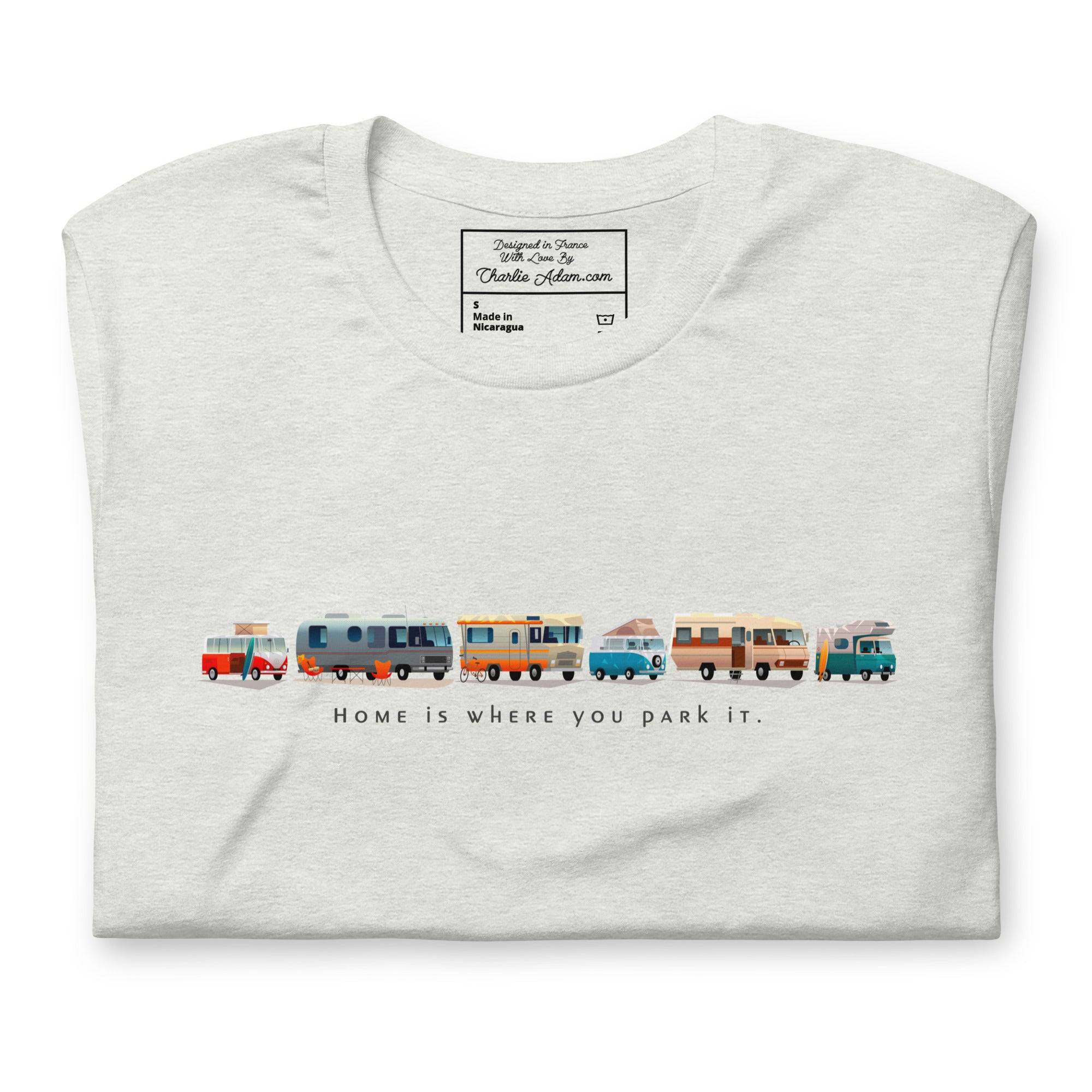 T-shirt en coton unisexe Vintage Campers sur couleurs chinées claires