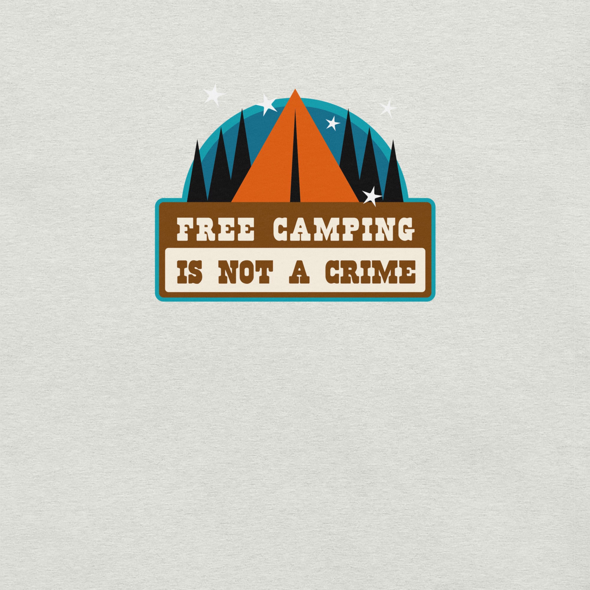 T-shirt en coton unisexe Free camping is not a crime sur couleurs chinées claires