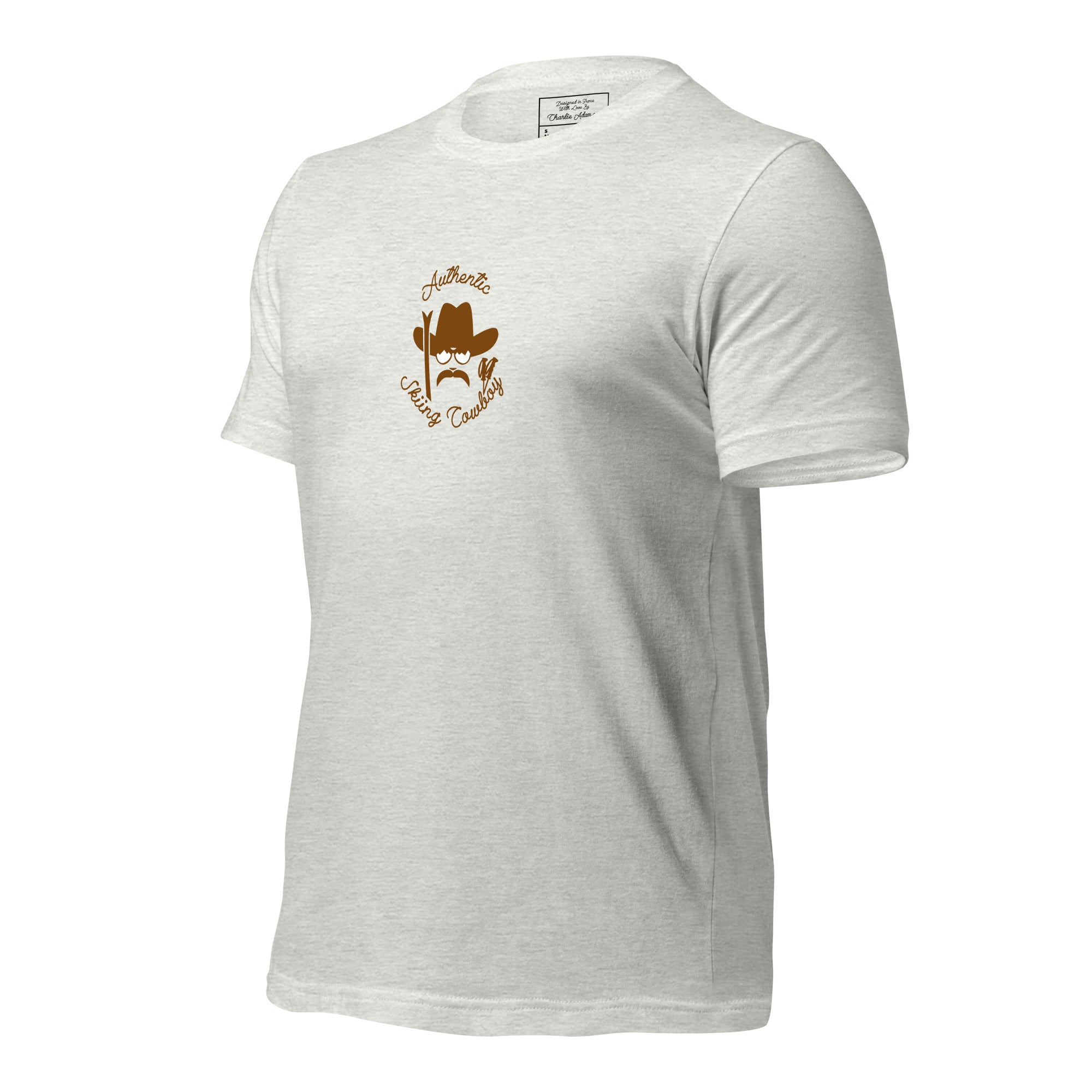 T-shirt en coton unisexe Authentic Skiing Cowboy sur couleurs claires