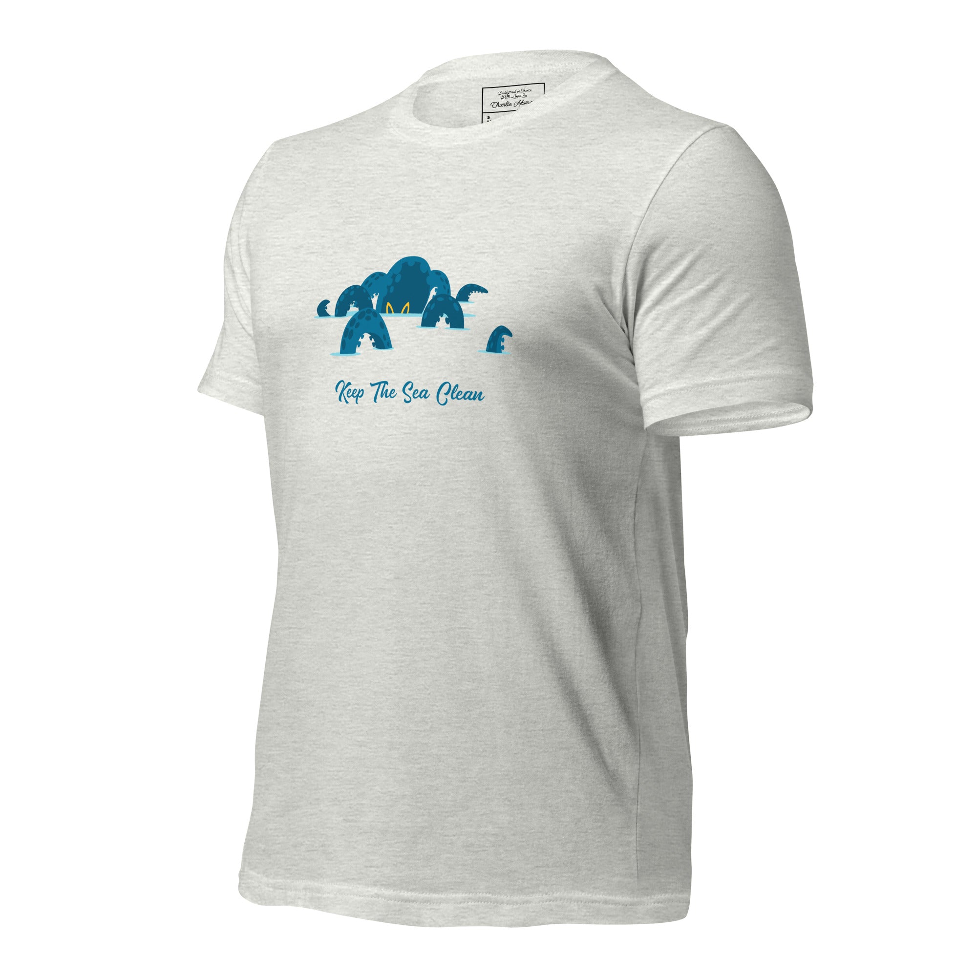 T-shirt en coton unisexe Octopus Blue sur couleurs chinées claires