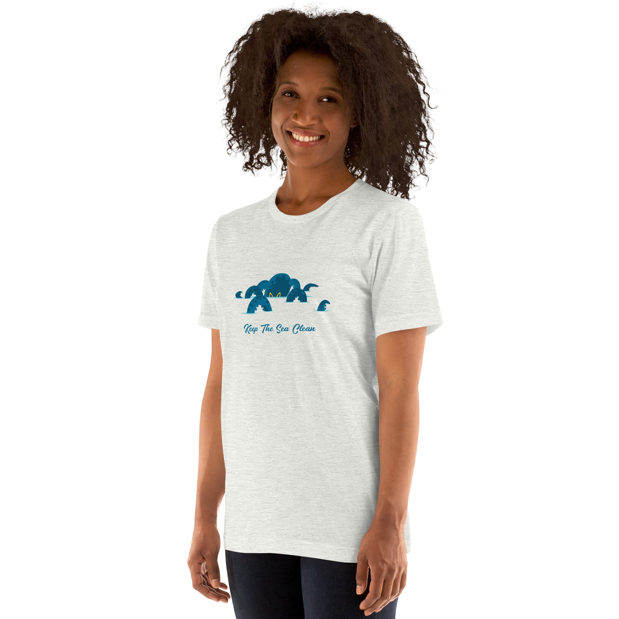 T-shirt en coton unisexe Octopus Blue sur couleurs chinées claires