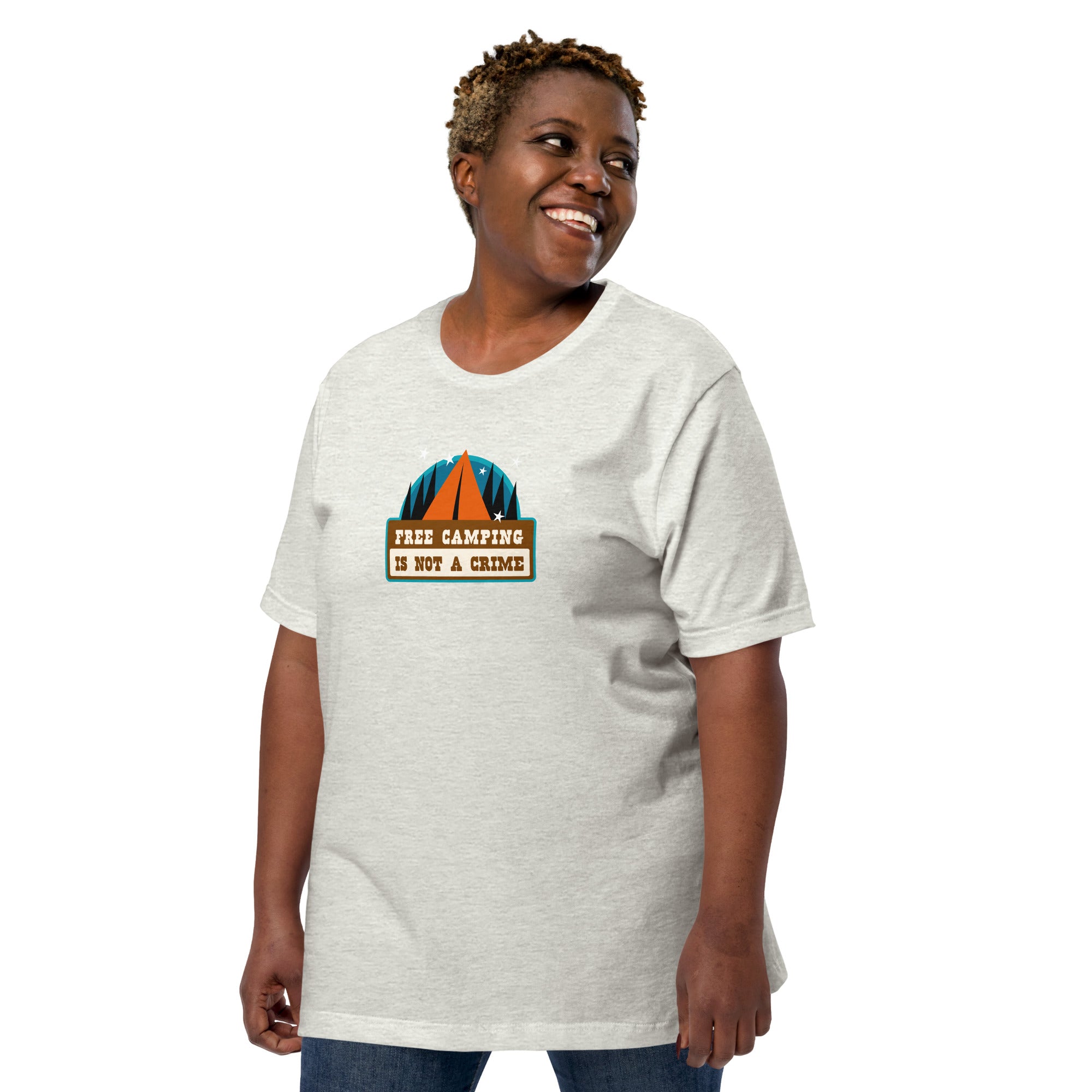 Unisex t-shirt Free camping is not a crime on light heather colors