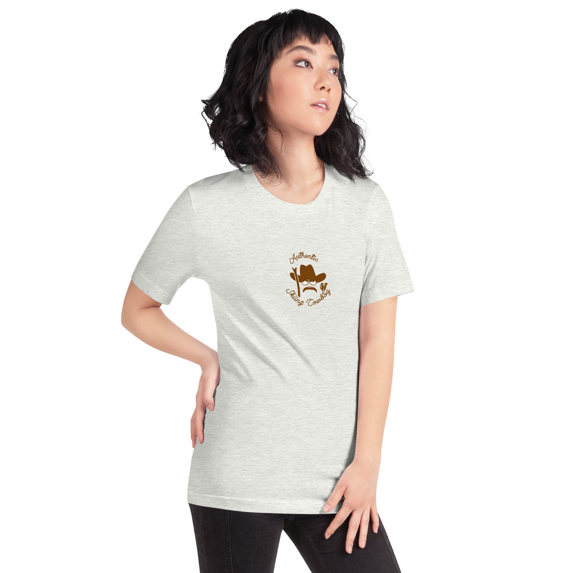 T-shirt en coton unisexe Authentic Skiing Cowboy sur couleurs claires