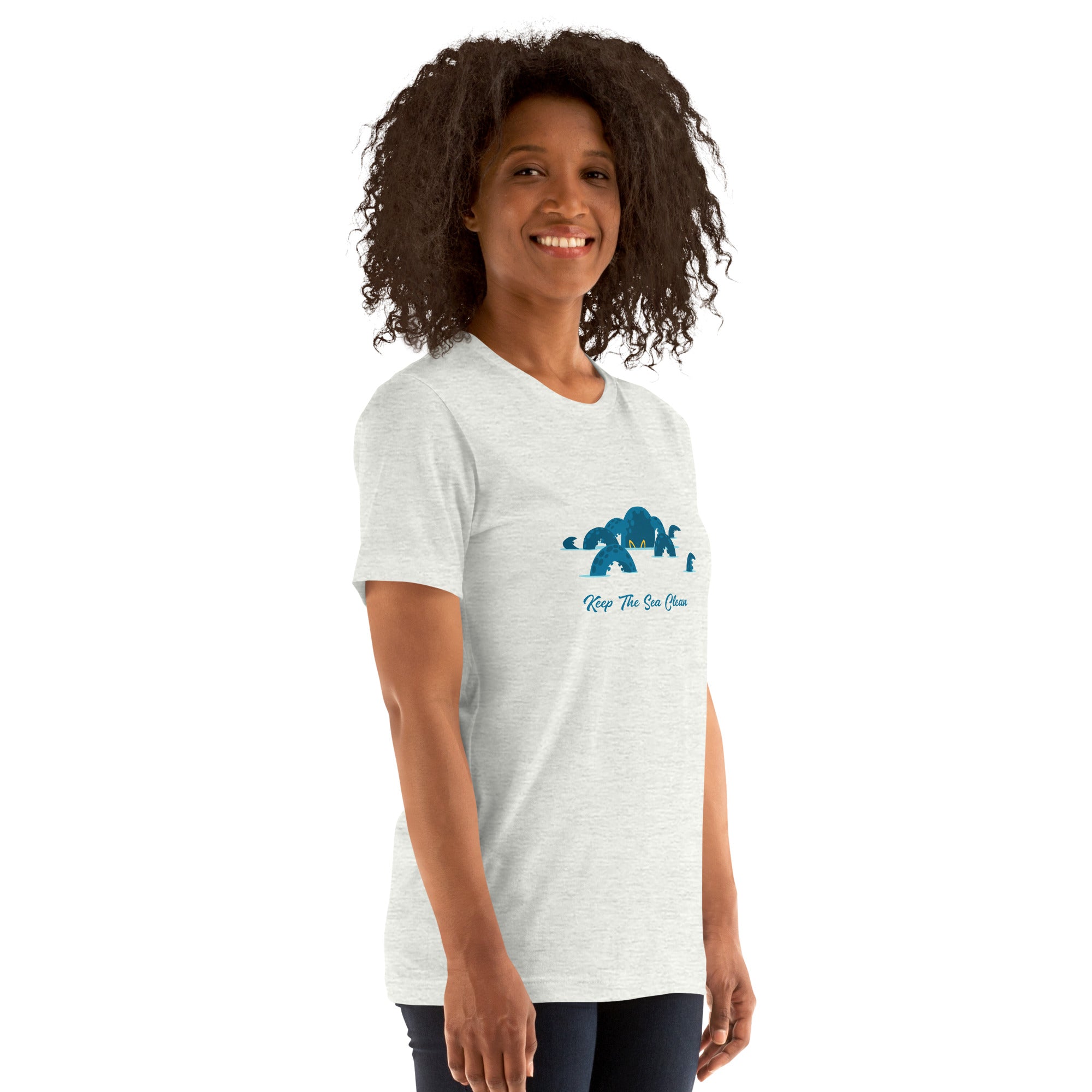 T-shirt en coton unisexe Octopus Blue sur couleurs chinées claires