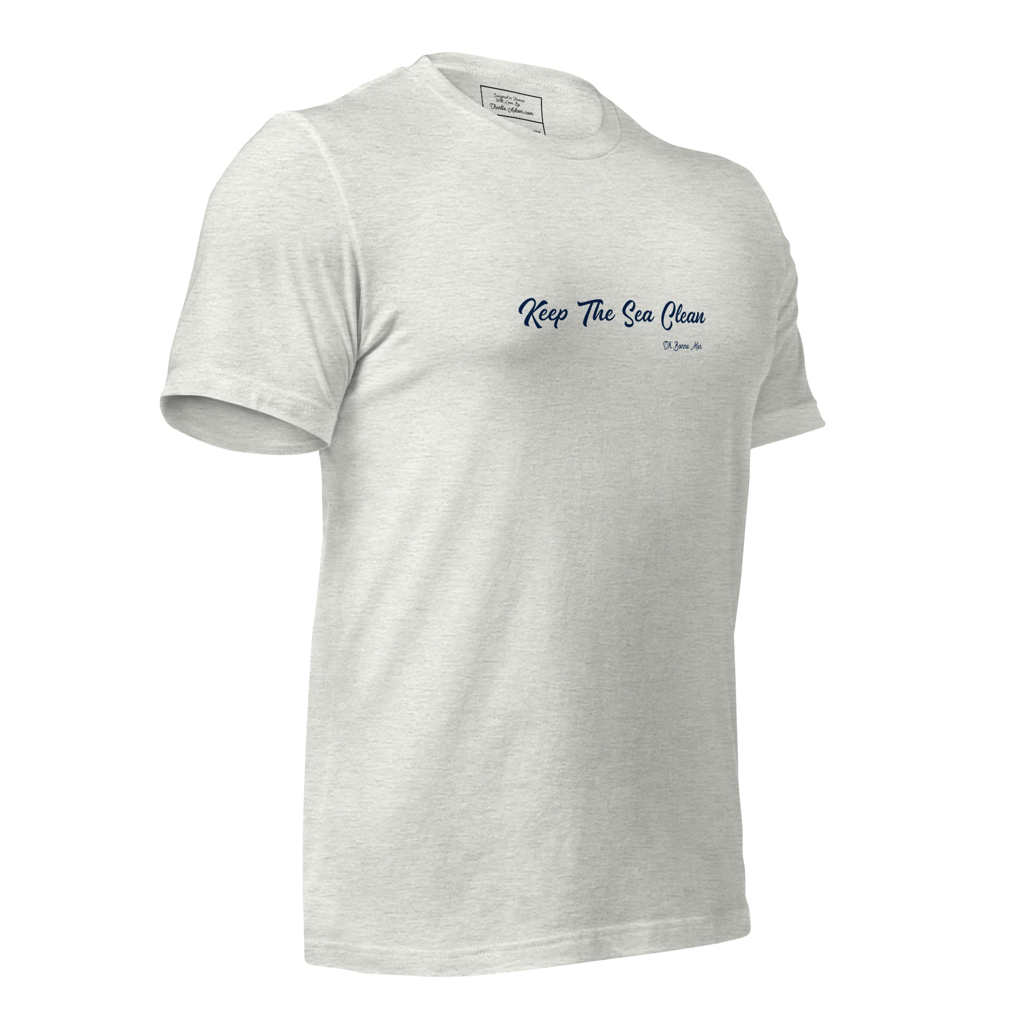 T-shirt en coton unisexe Keep The Sea Clean sur couleurs chinées claires