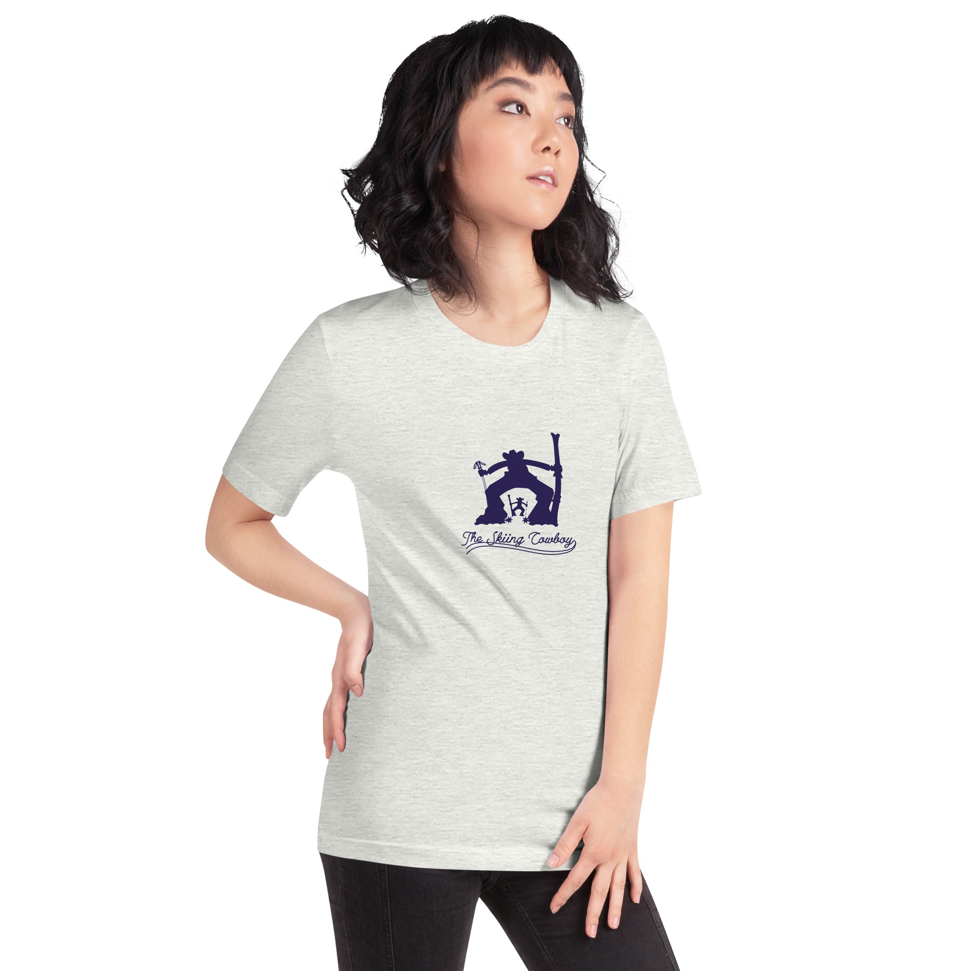 T-shirt en coton unisexe Ski Fight at OK Corral Silhouette sur couleurs chinées claires